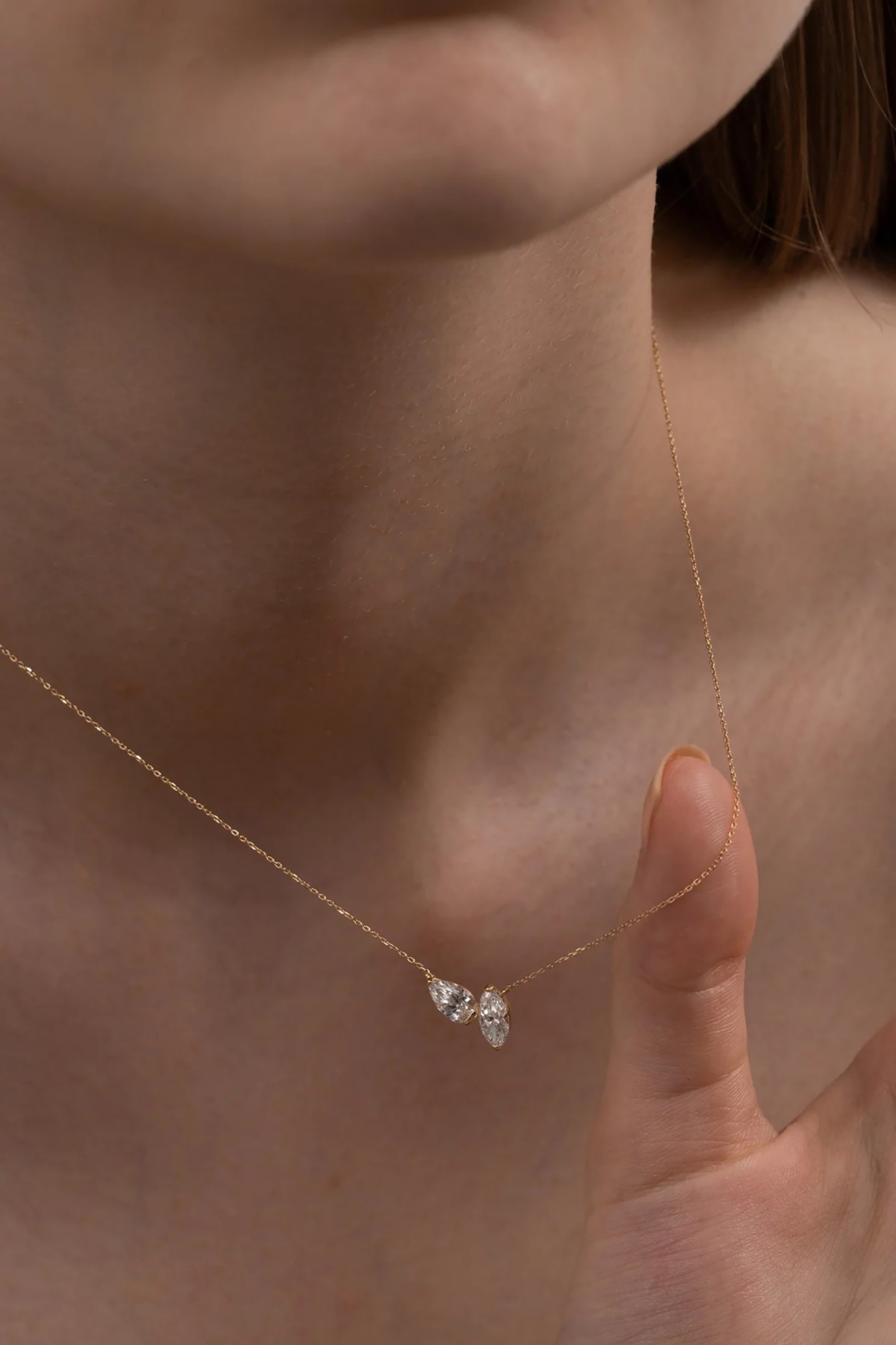 Irmgard 18K Gold Marquise Teardrop Necklace