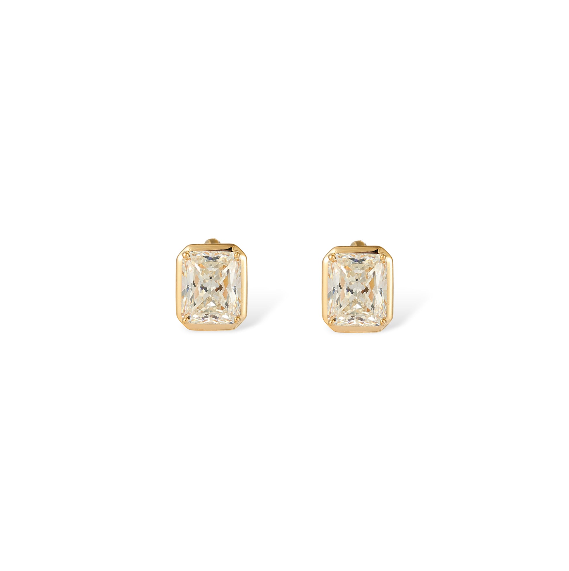 Irmgunde 14K Gold Radiant Huggie Earrings