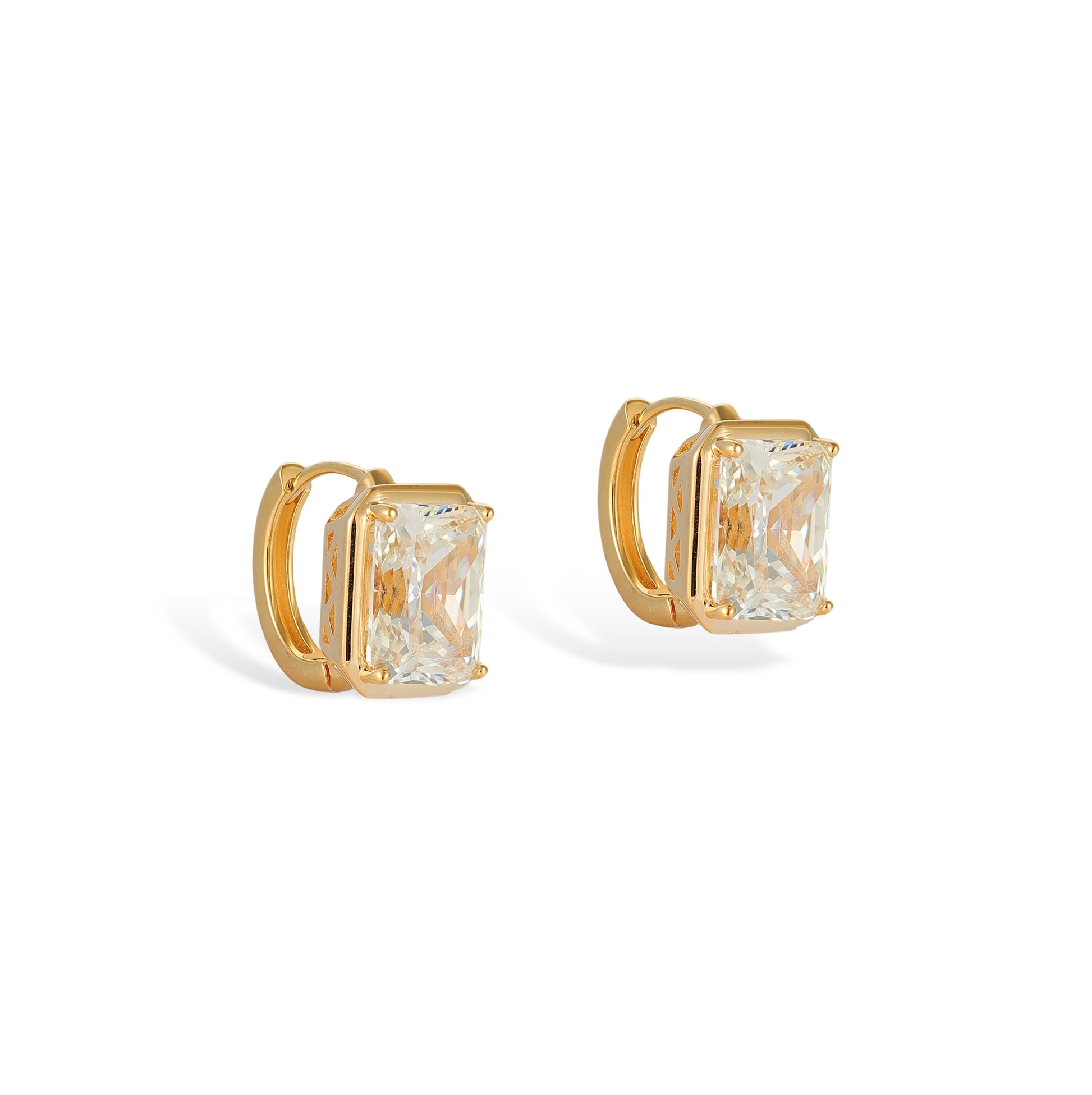 Irmgunde 14K Gold Radiant Huggie Earrings