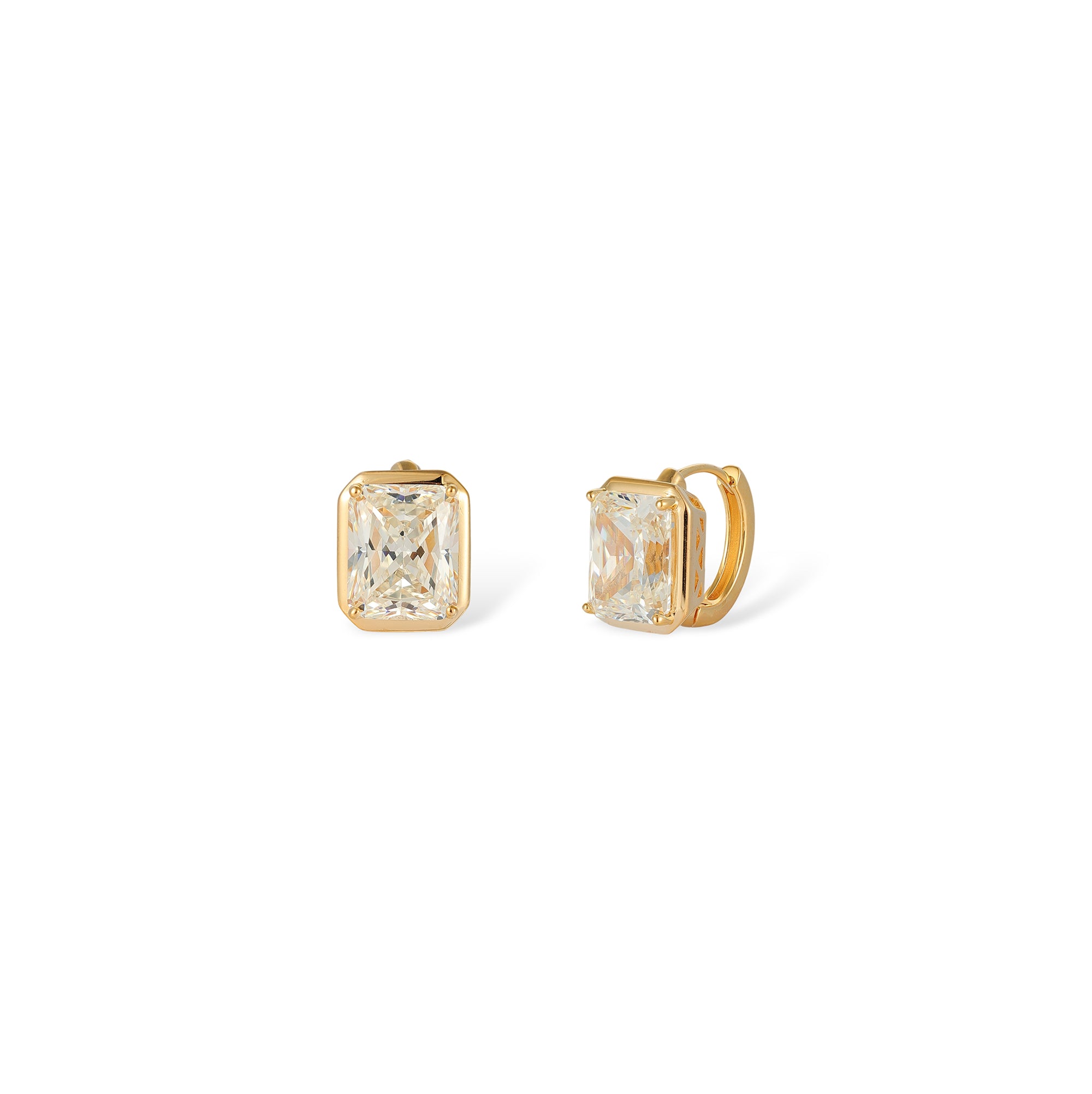 Irmgunde 14K Gold Radiant Huggie Earrings
