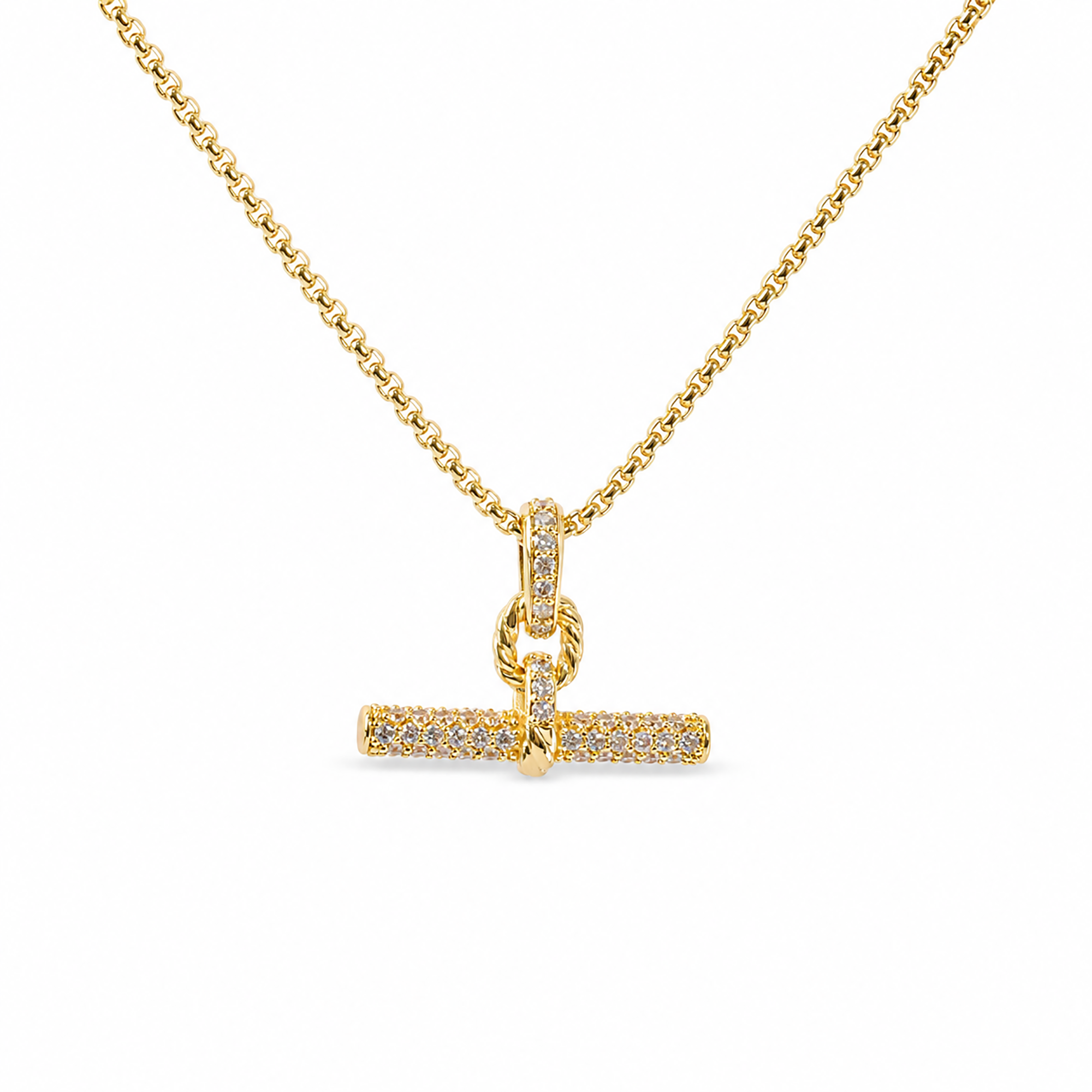 Irmhild 14K Gold Cable T Bar Necklace