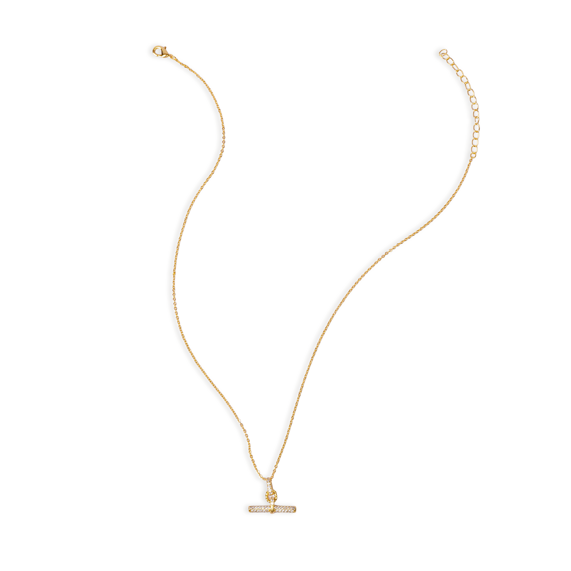 Irmhild 18K Gold Small Cable T Bar Necklace