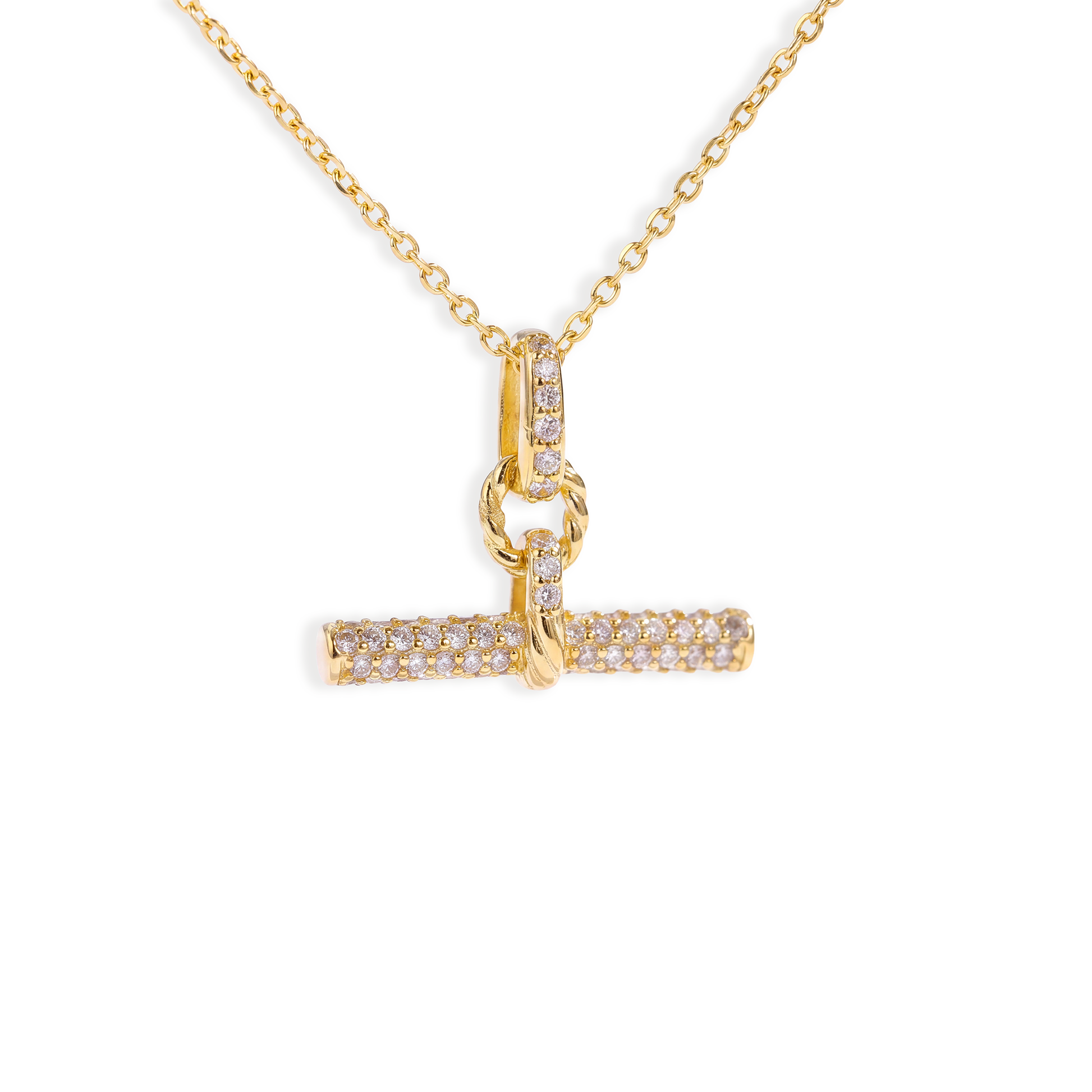 Irmhild 18K Gold Small Cable T Bar Necklace