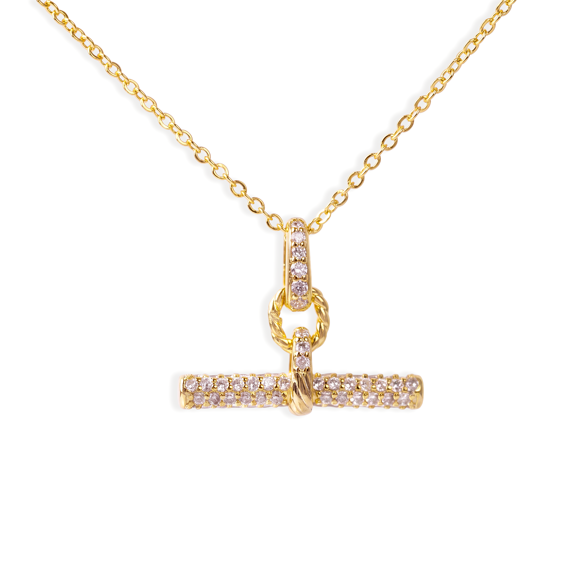 Irmhild 18K Gold Small Cable T Bar Necklace