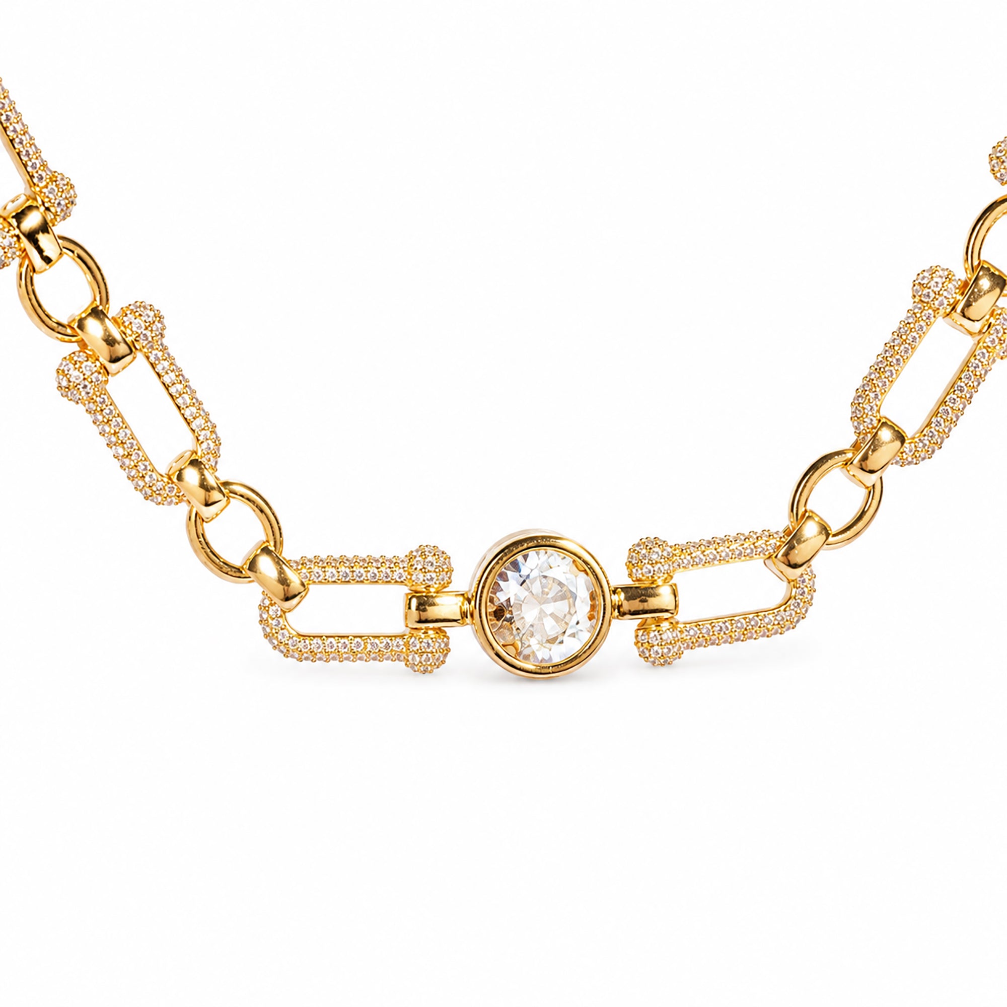 Irmrada 14K Gold Pavé Link Round Choker Necklace
