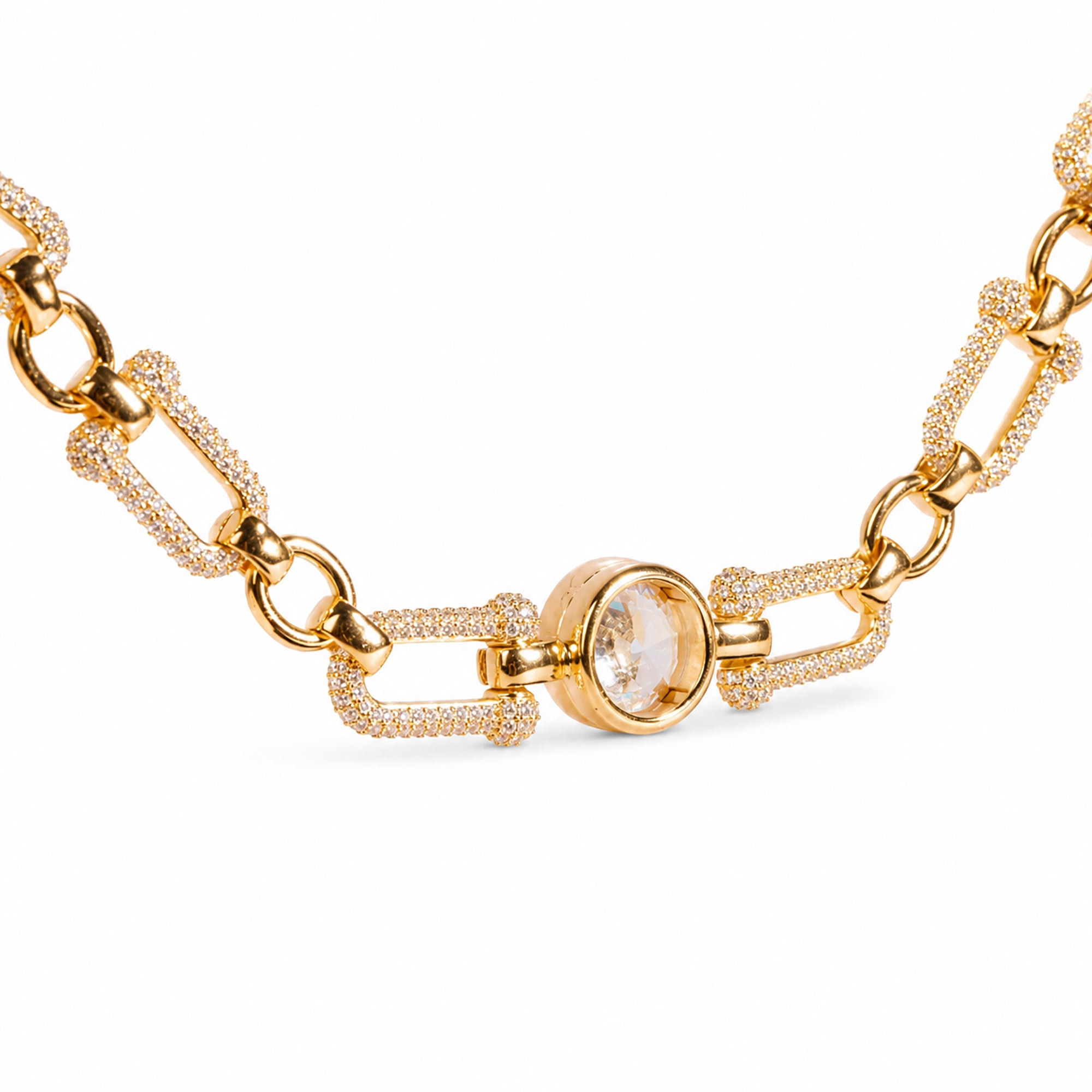 Irmrada 14K Gold Pavé Link Round Choker Necklace