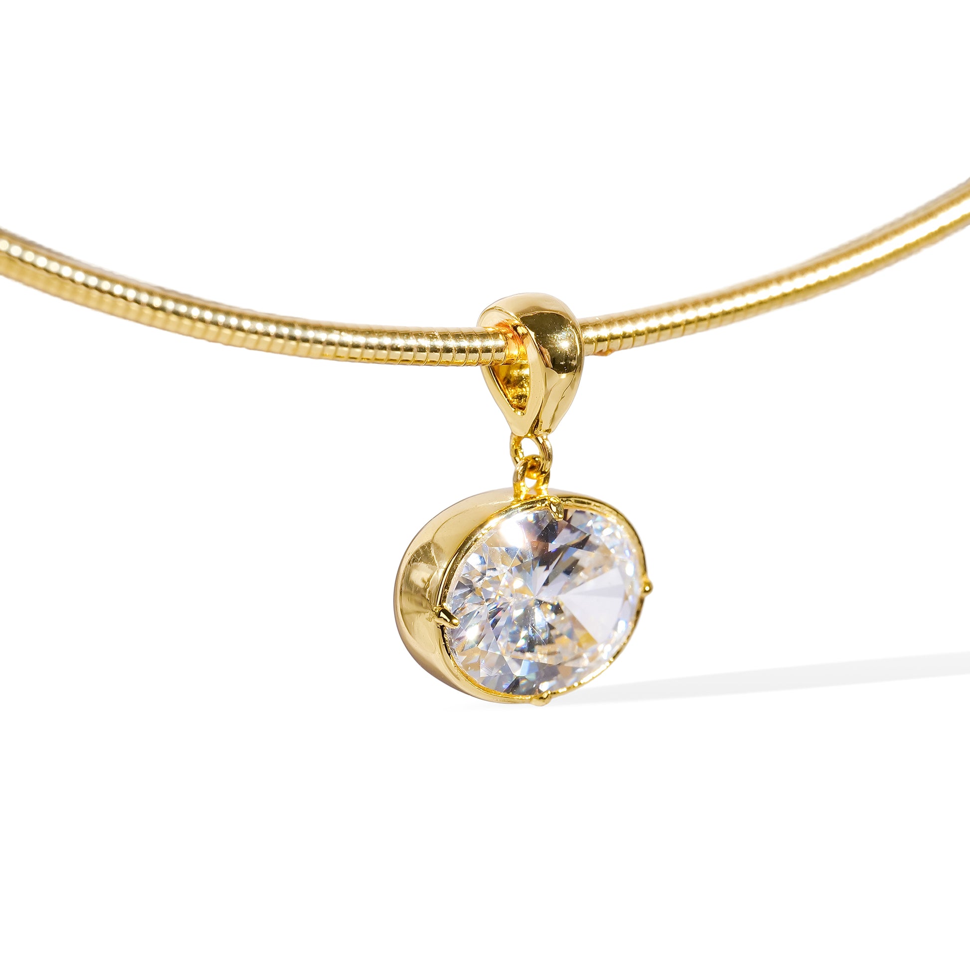 Irmrike 14K Gold Oval Choker Necklace