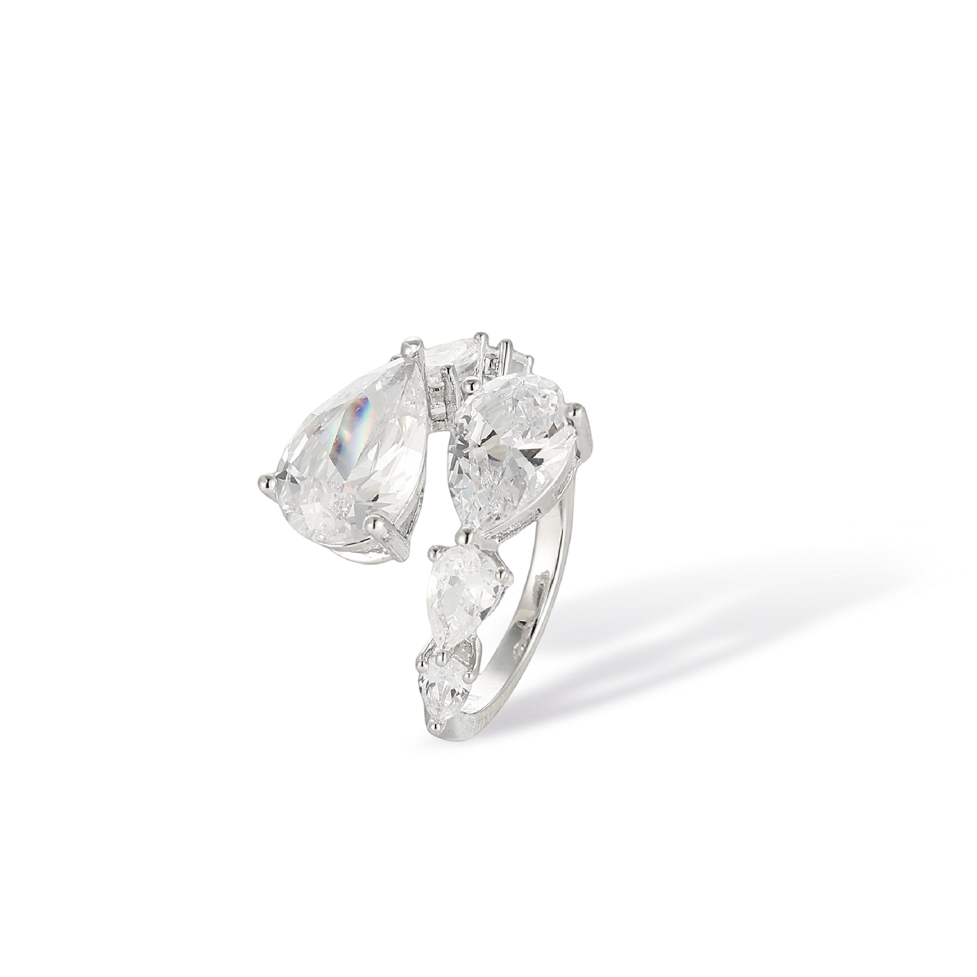 Irmtraud White Teardrop Open Ring