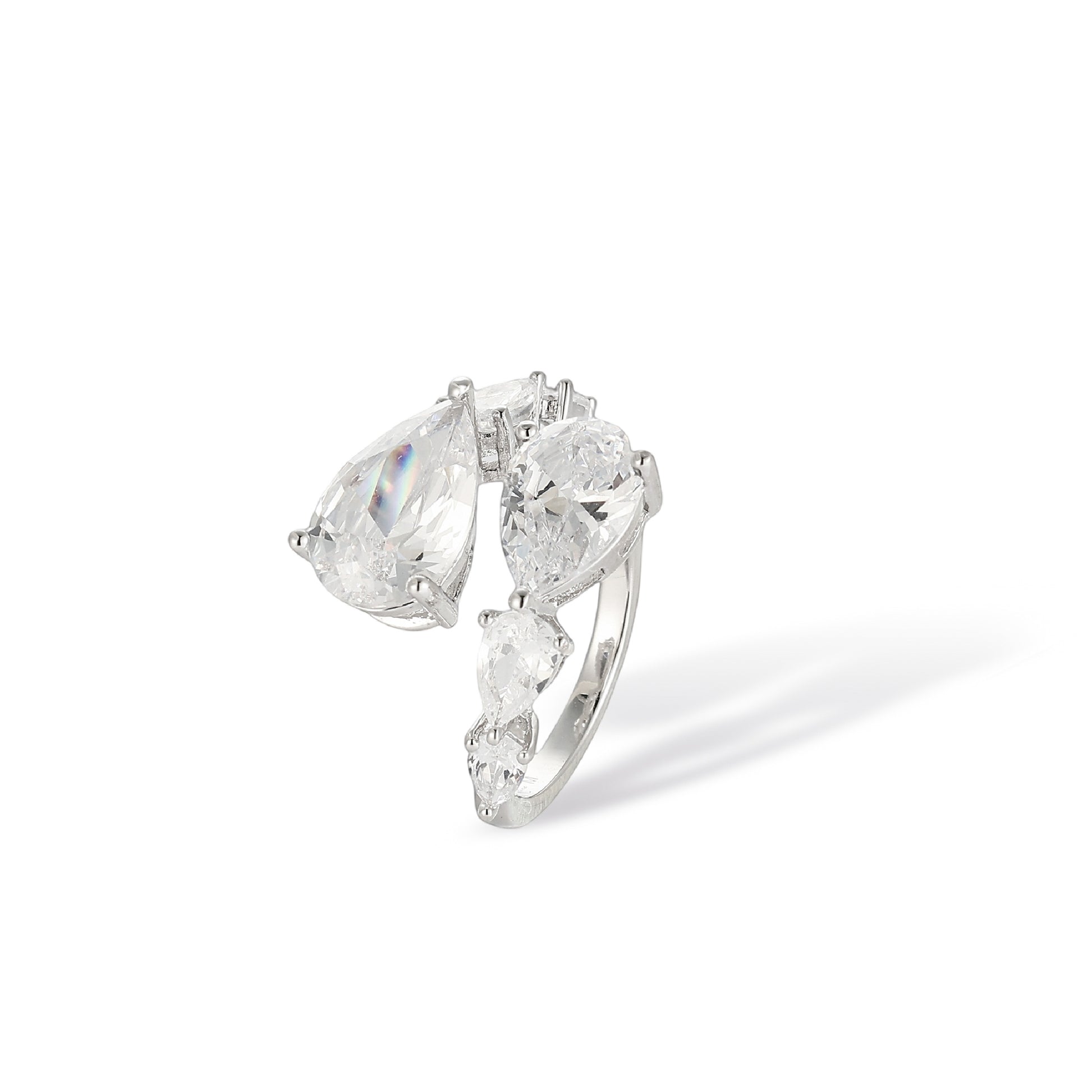 Irmtraud White Teardrop Open Ring