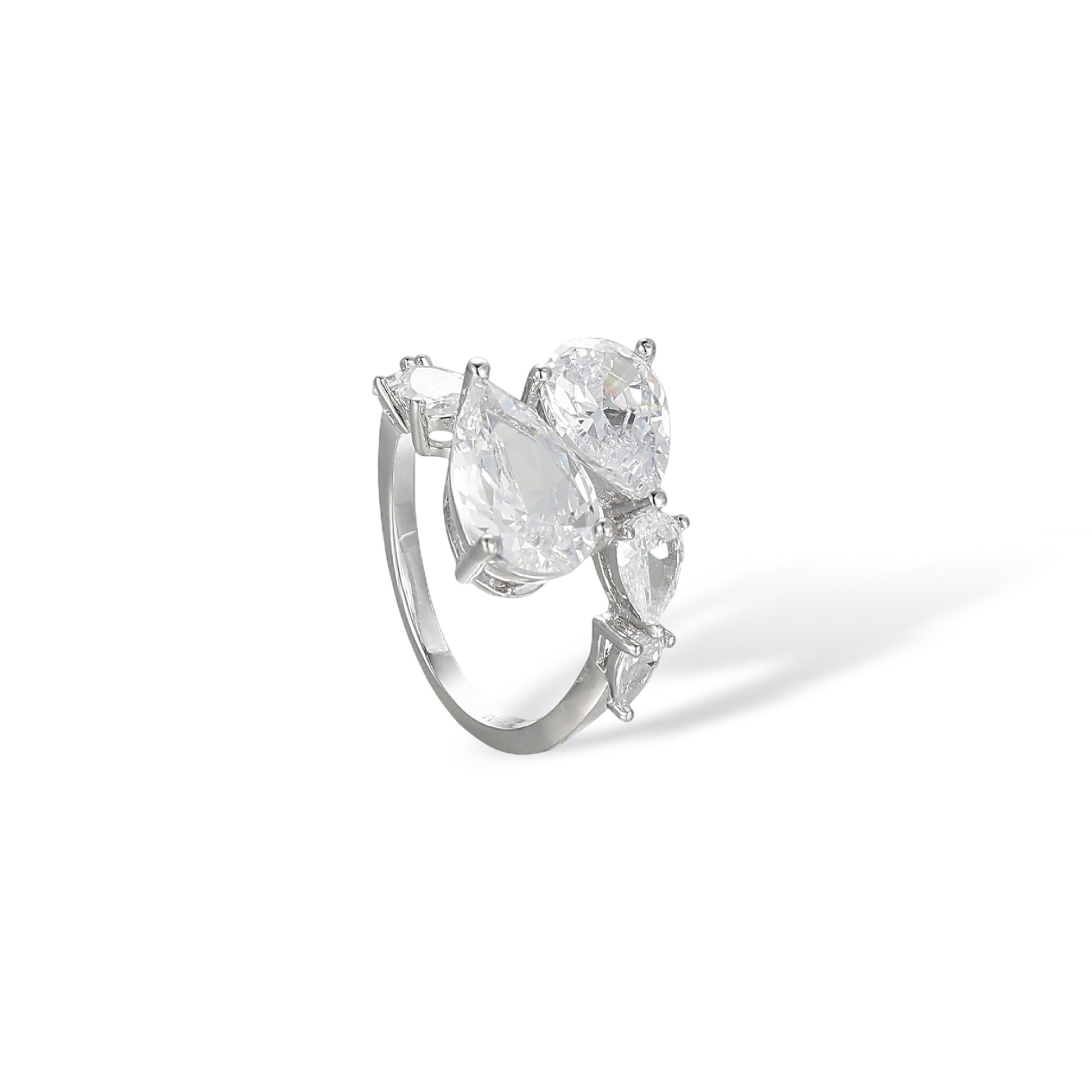 Irmtraud White Teardrop Open Ring