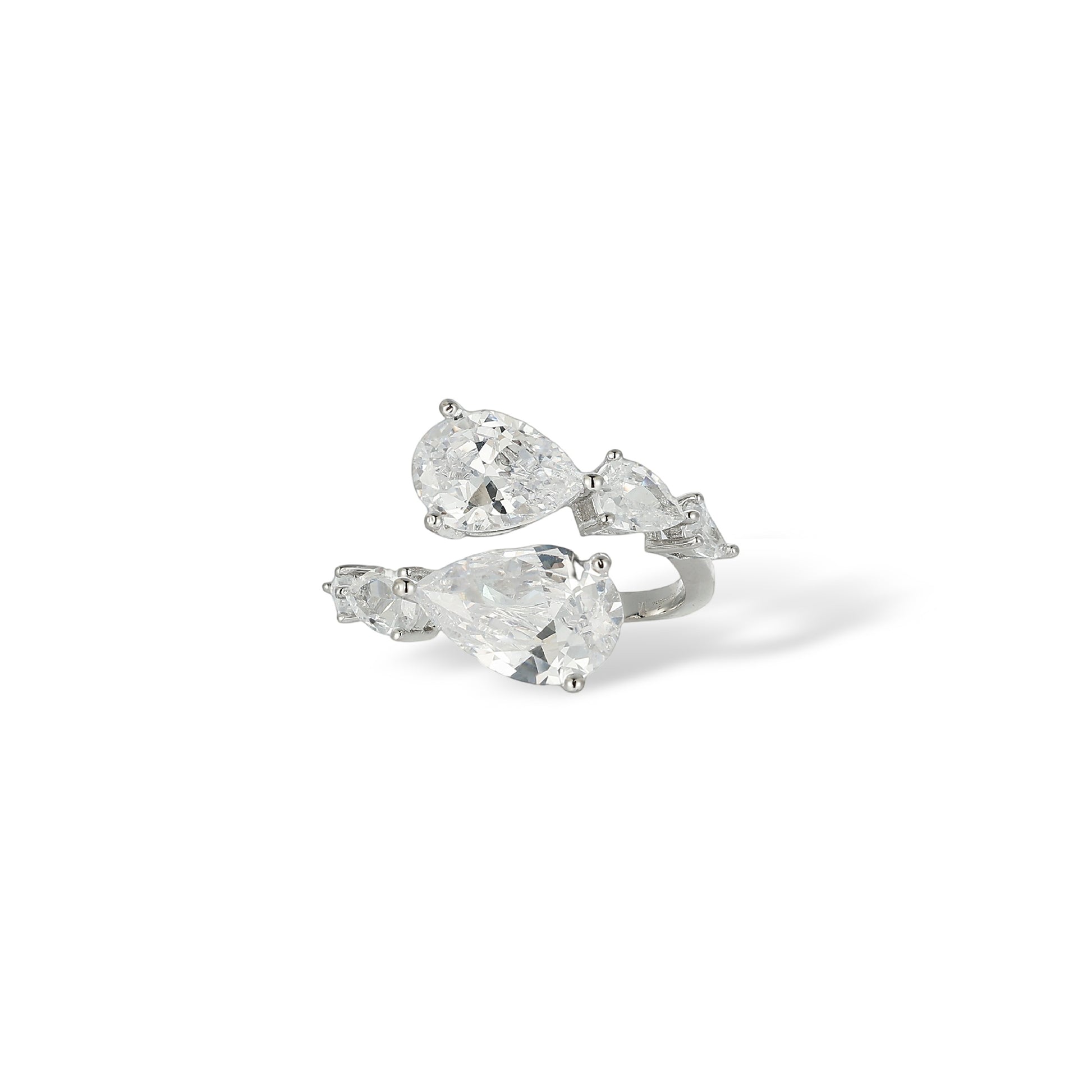 Irmtraud White Teardrop Open Ring