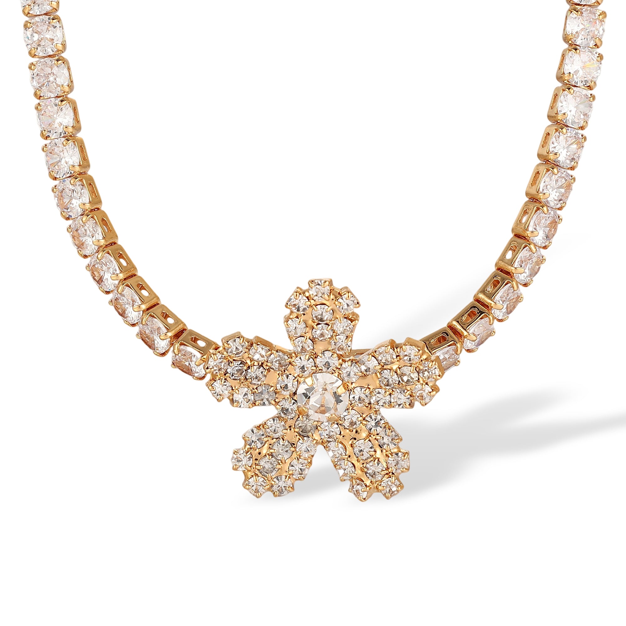 Irmvine 14K Gold Floral Choker Necklace