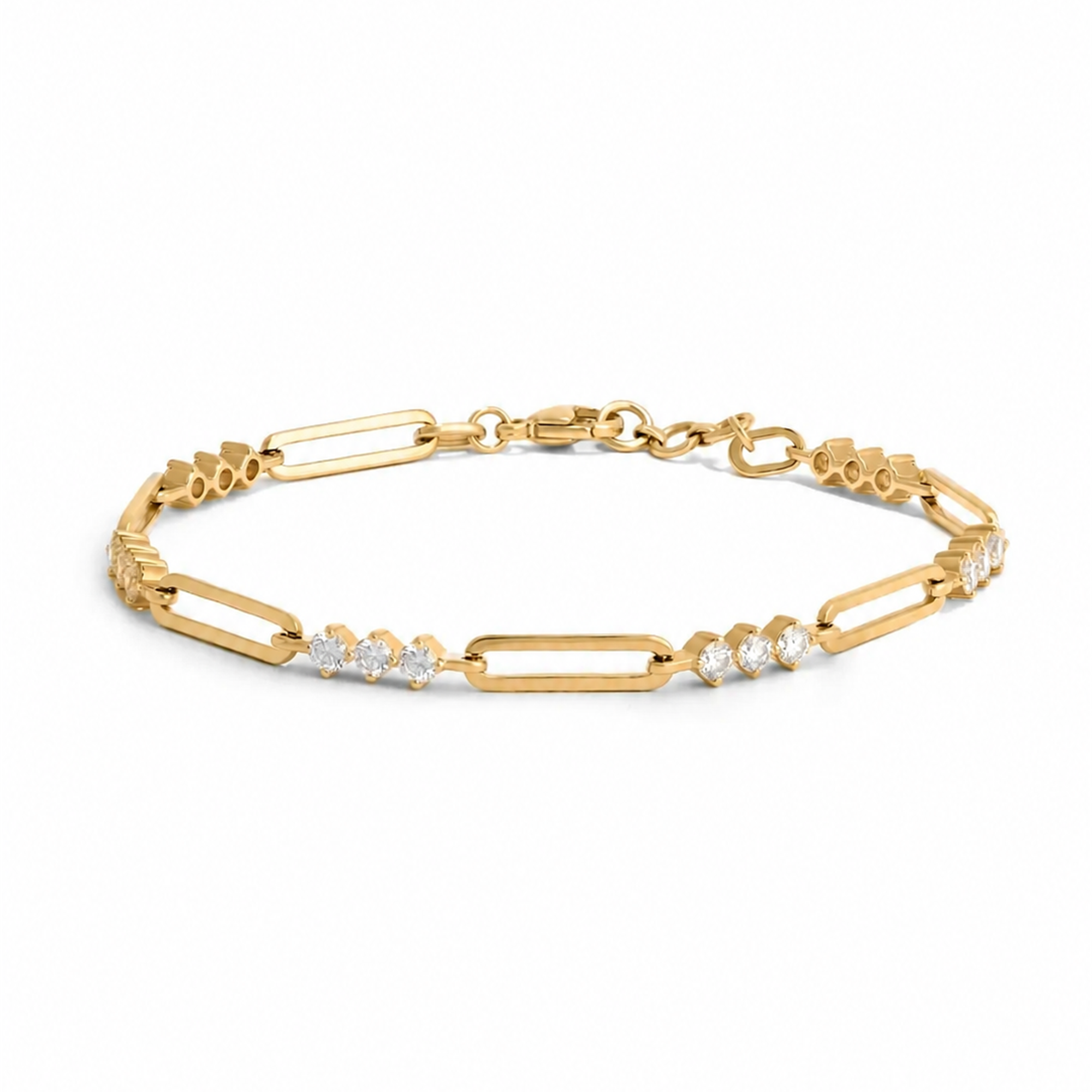 Irmwina 14k Gold Paperclip Link Moissanite Bracelet