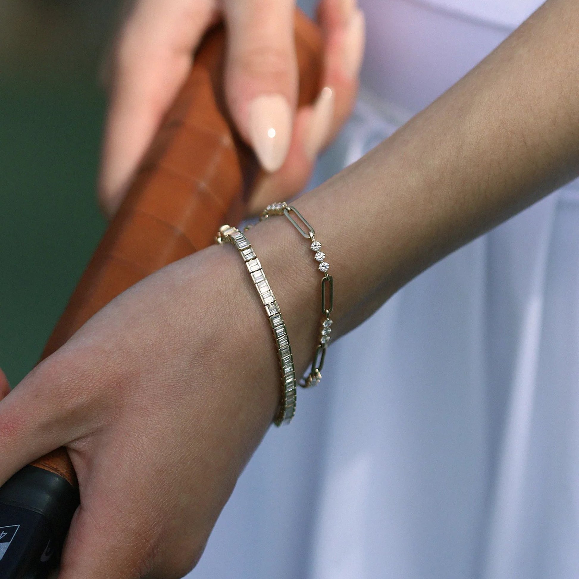 Irmwina 14k Gold Paperclip Link Moissanite Bracelet