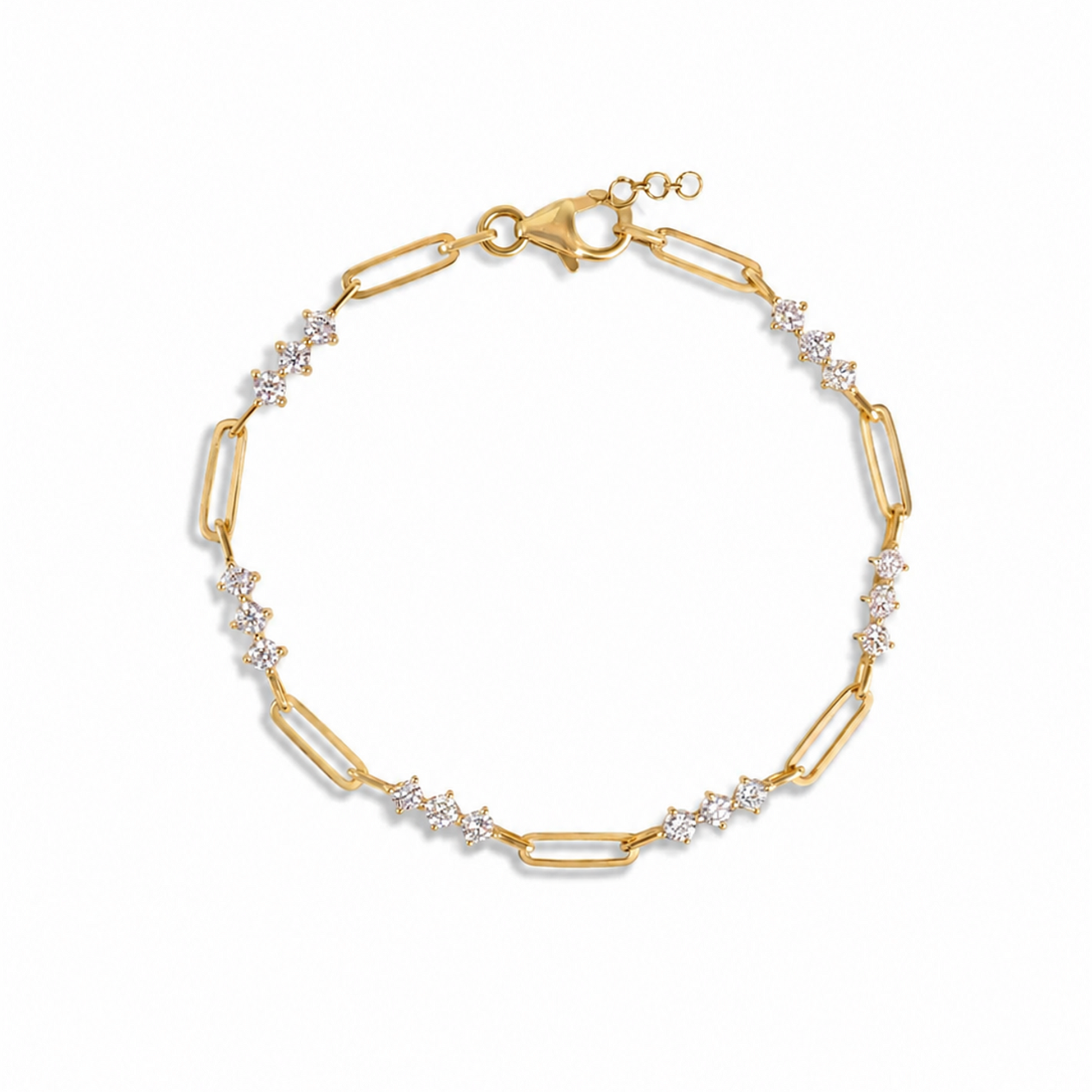 Irmwina 14k Gold Paperclip Link Moissanite Bracelet