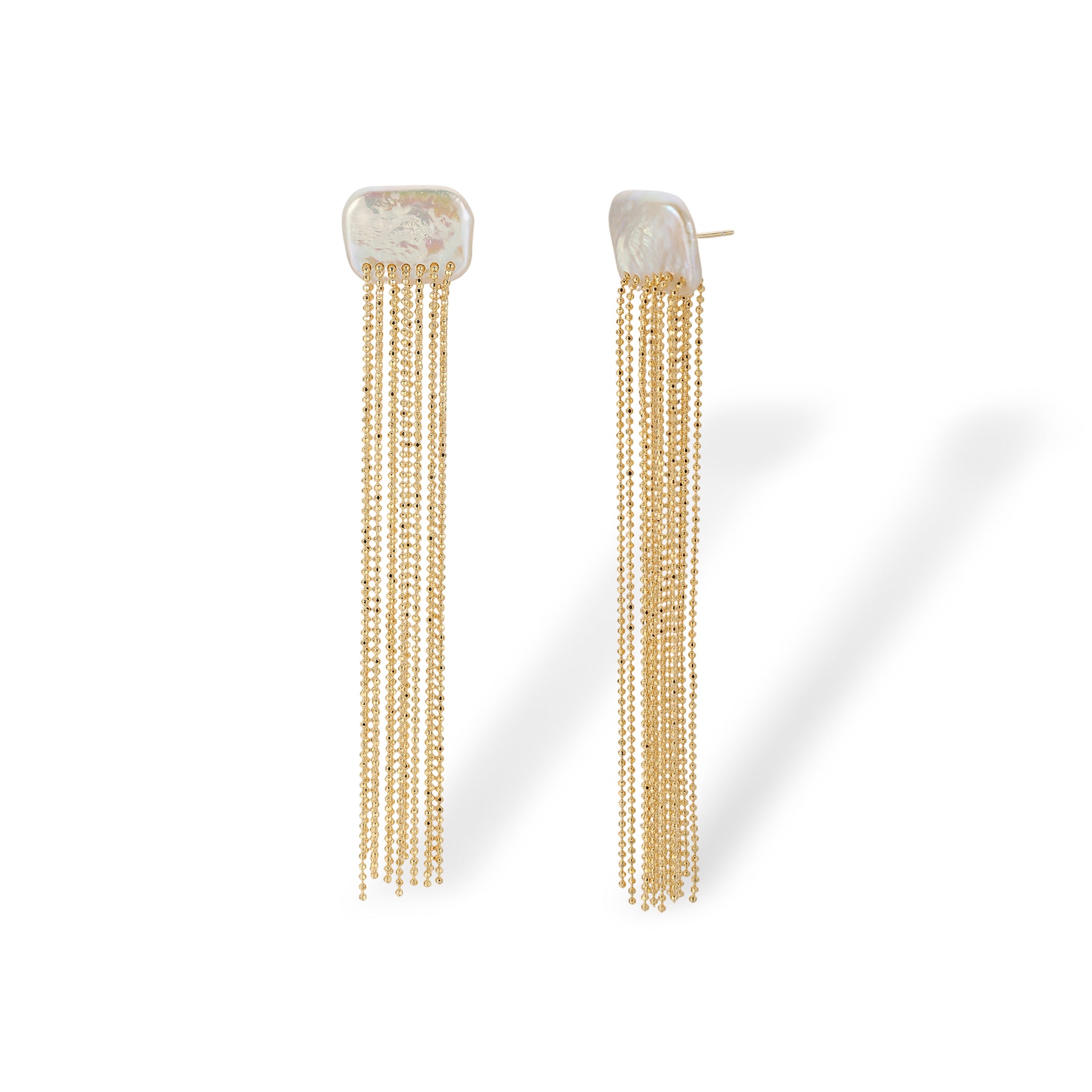 Isabella 14K Gold Baroque Pearl Tassel Drop Earrings