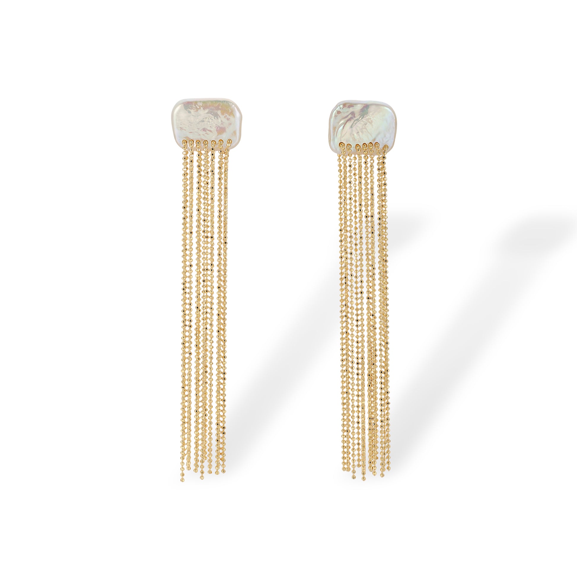 Isabella 14K Gold Baroque Pearl Tassel Drop Earrings