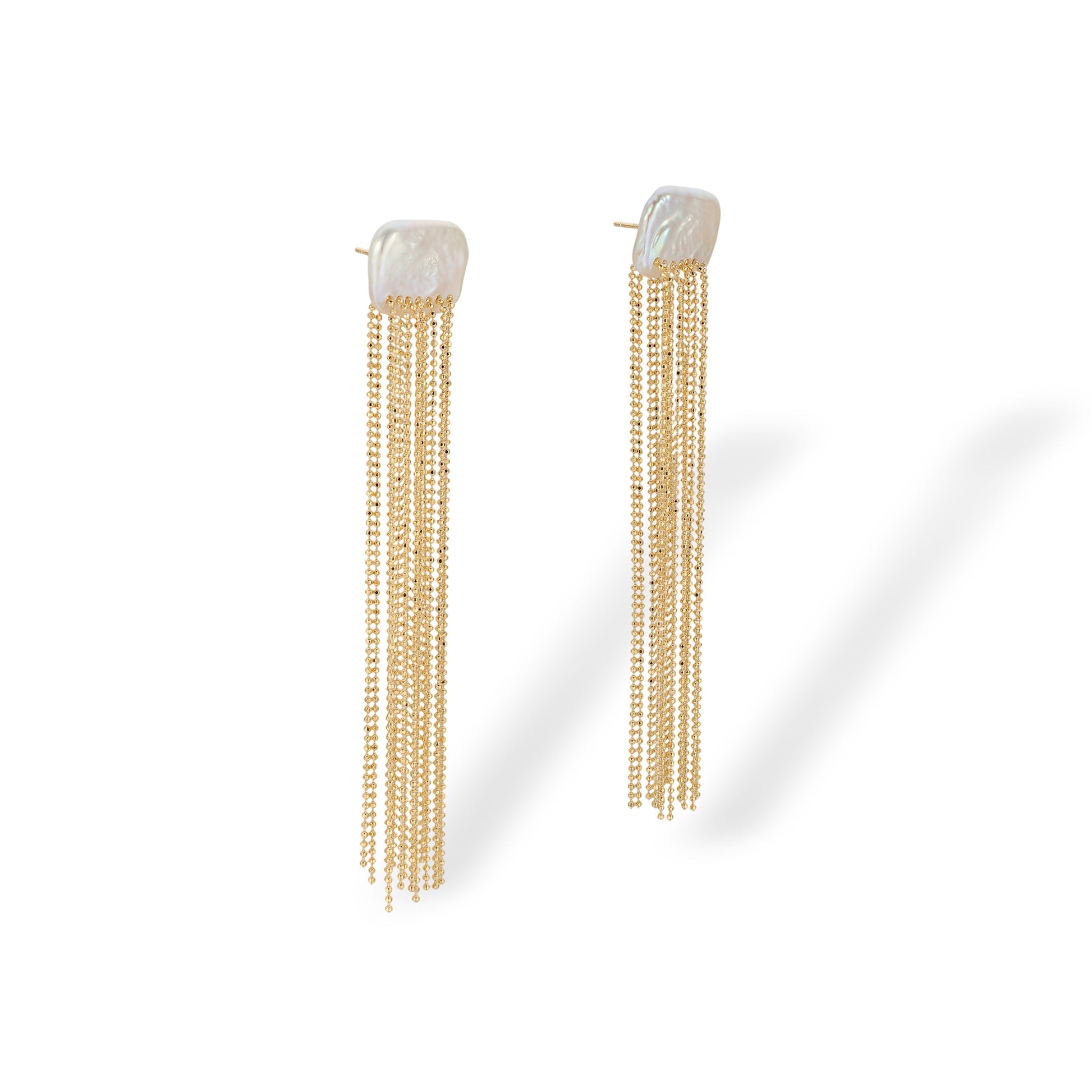Isabella 14K Gold Baroque Pearl Tassel Drop Earrings