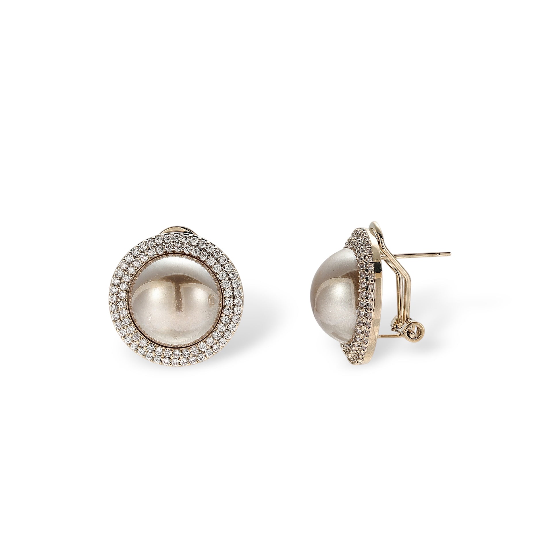 Isadorine Coffee Gold Pearl Earrings
