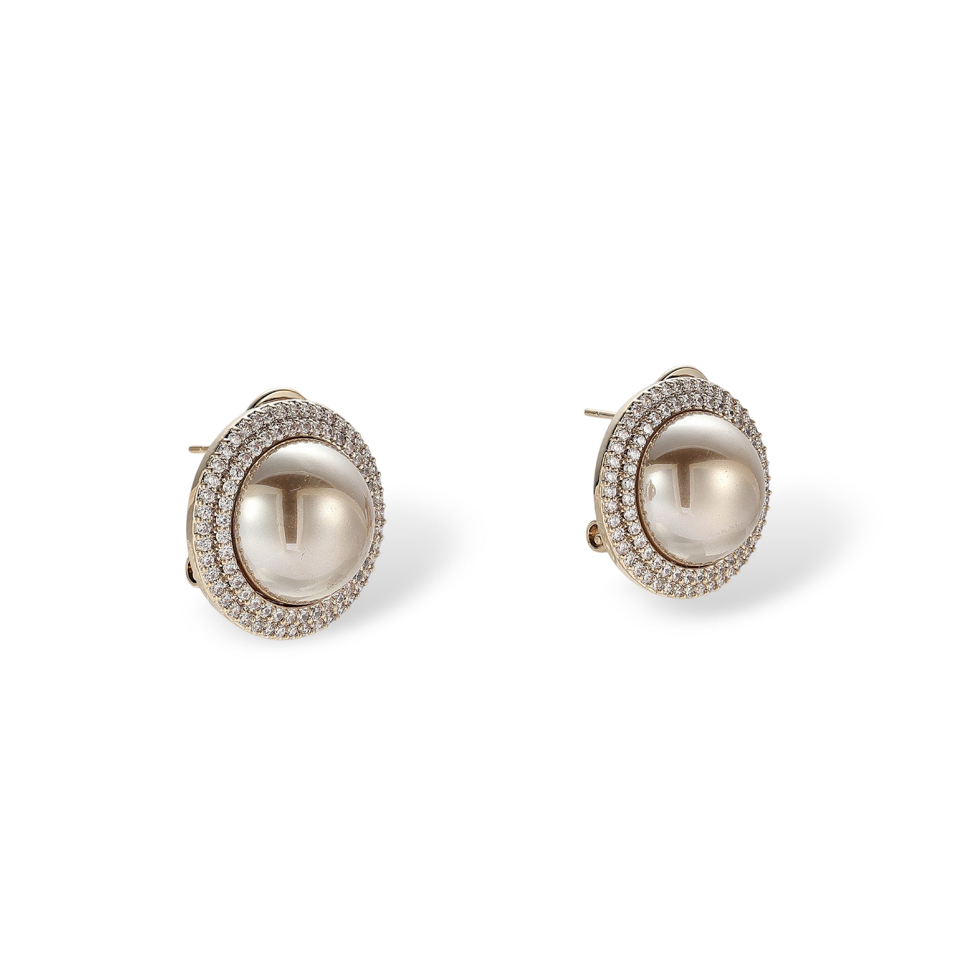 Isadorine Coffee Gold Pearl Earrings