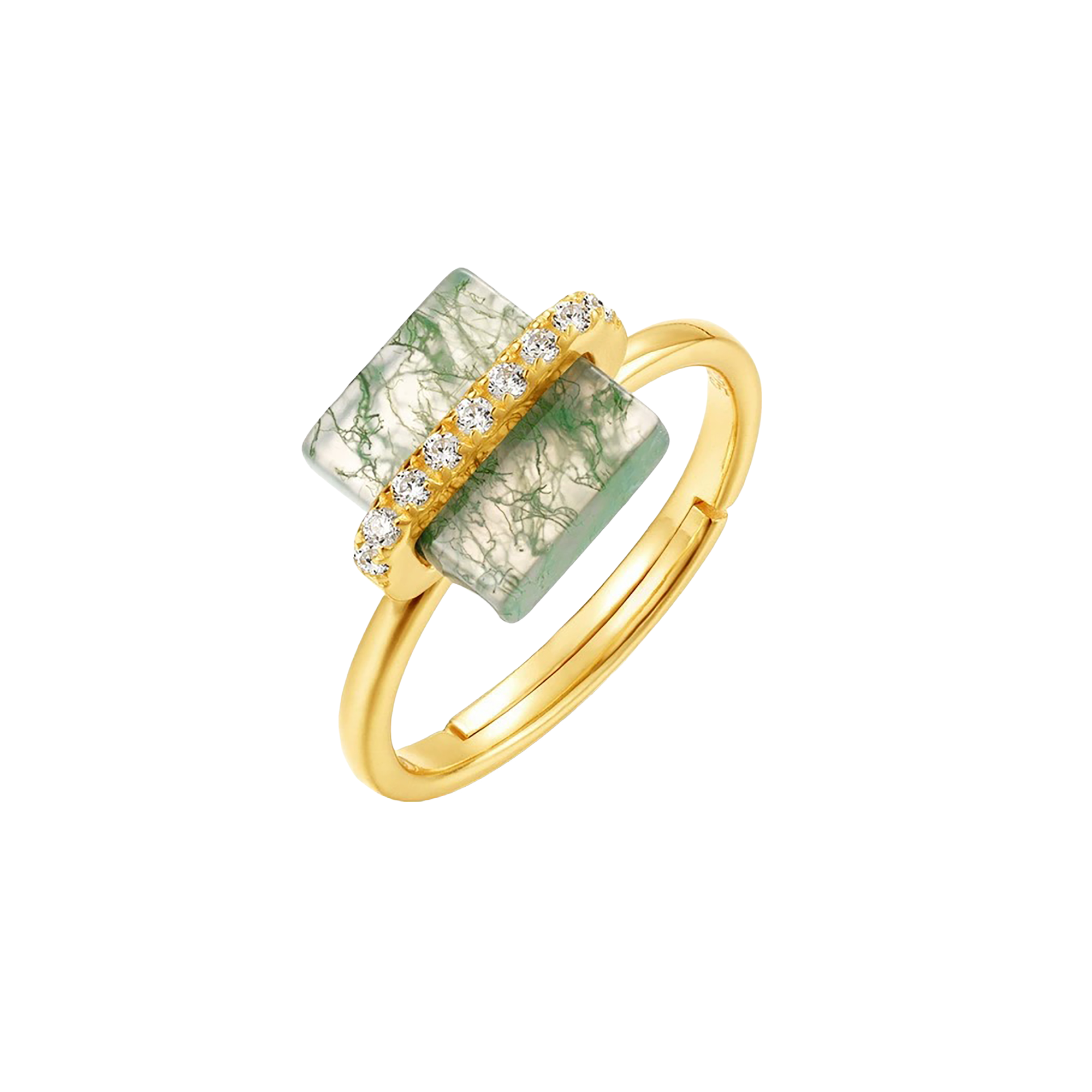 Isalou Green Moss Square Open Ring