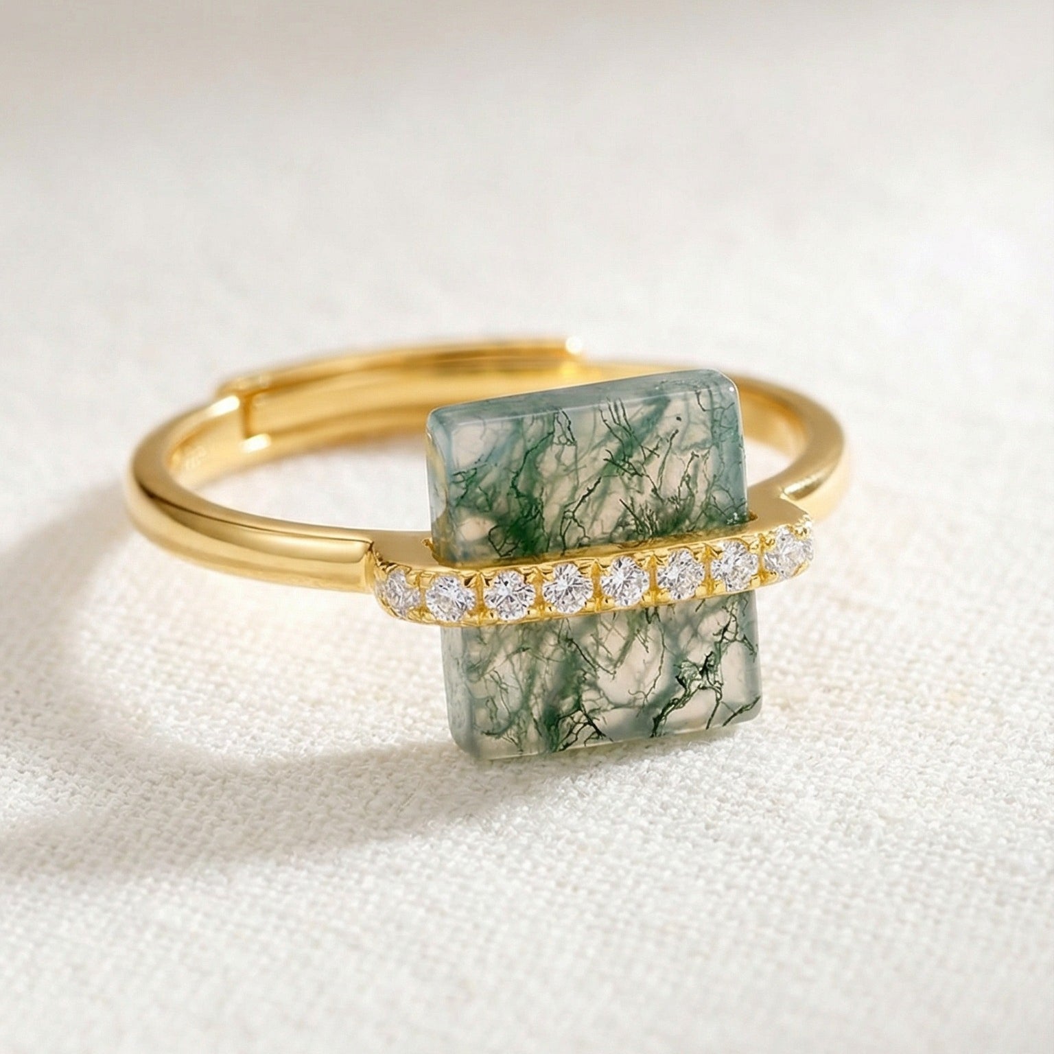 Isalou Green Moss Square Open Ring
