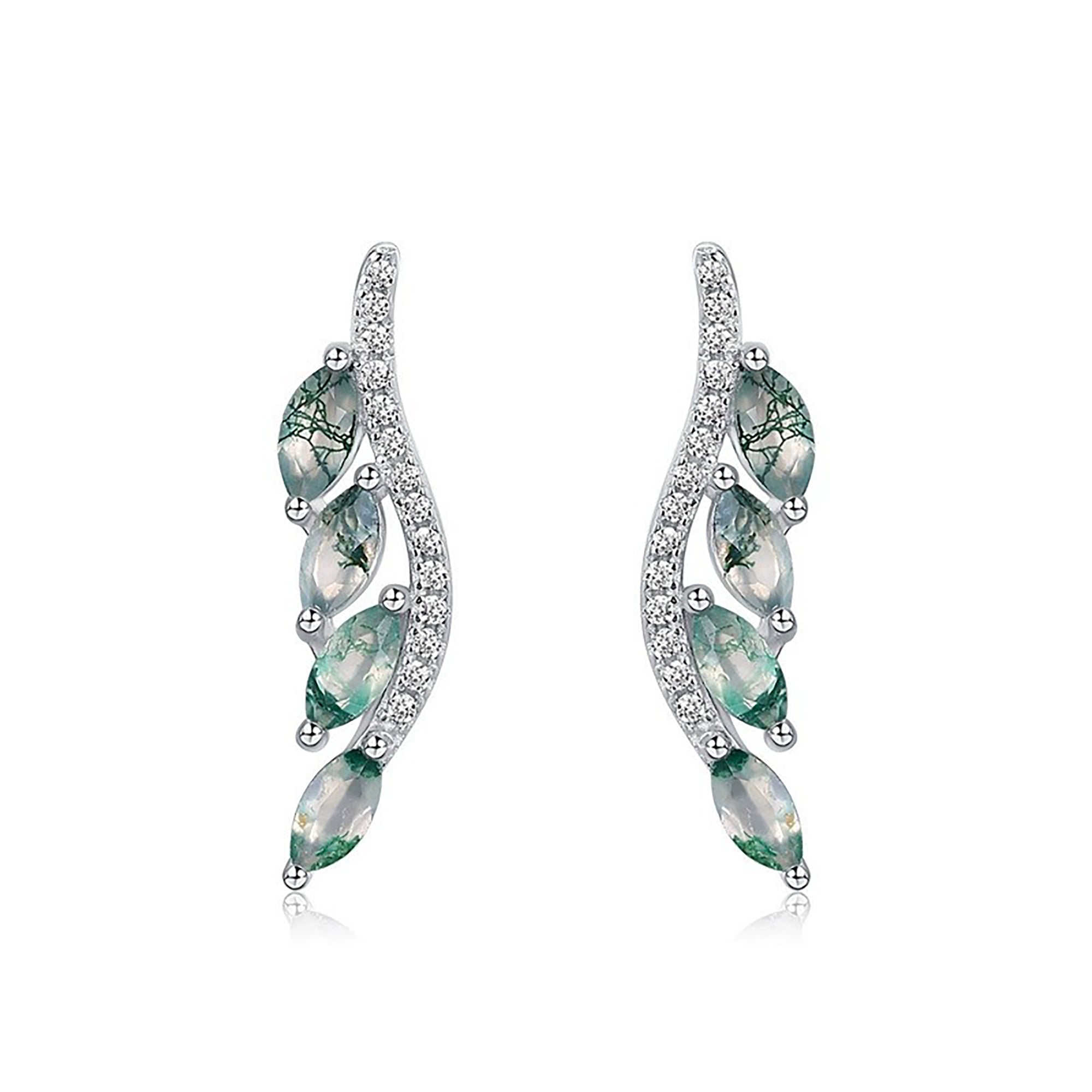 Isoline Moss Green Leaf Earrings