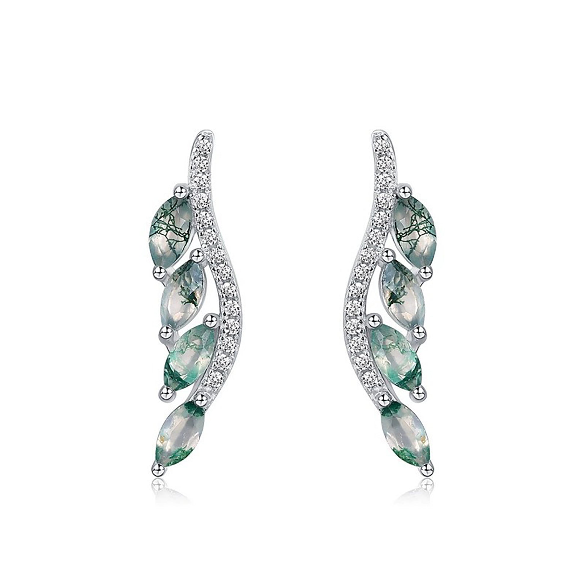 Isoline Moss Green Leaf Earrings