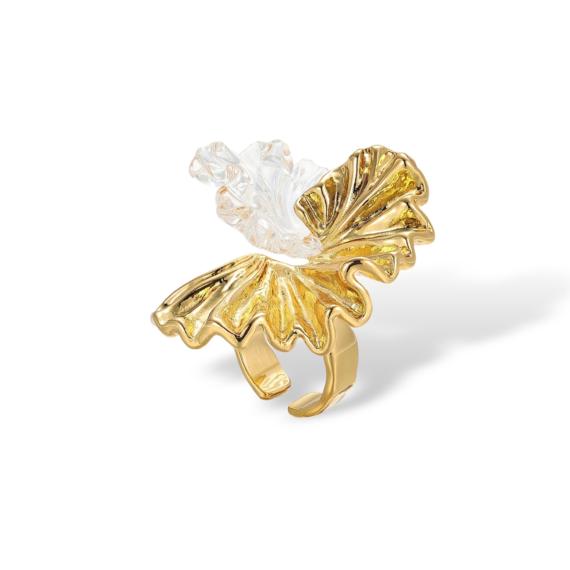 Italienne 18K Gold Ruffled Petal Open Ring