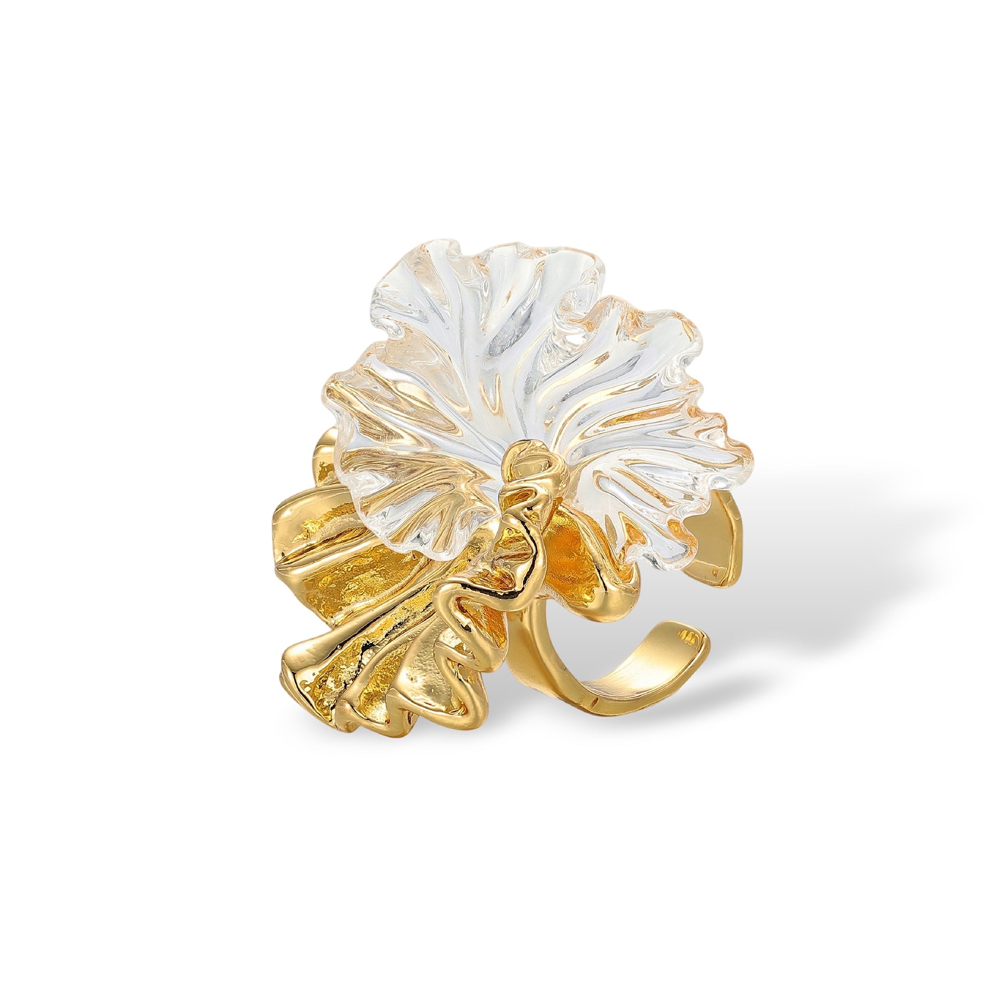Italienne 18K Gold Ruffled Petal Open Ring