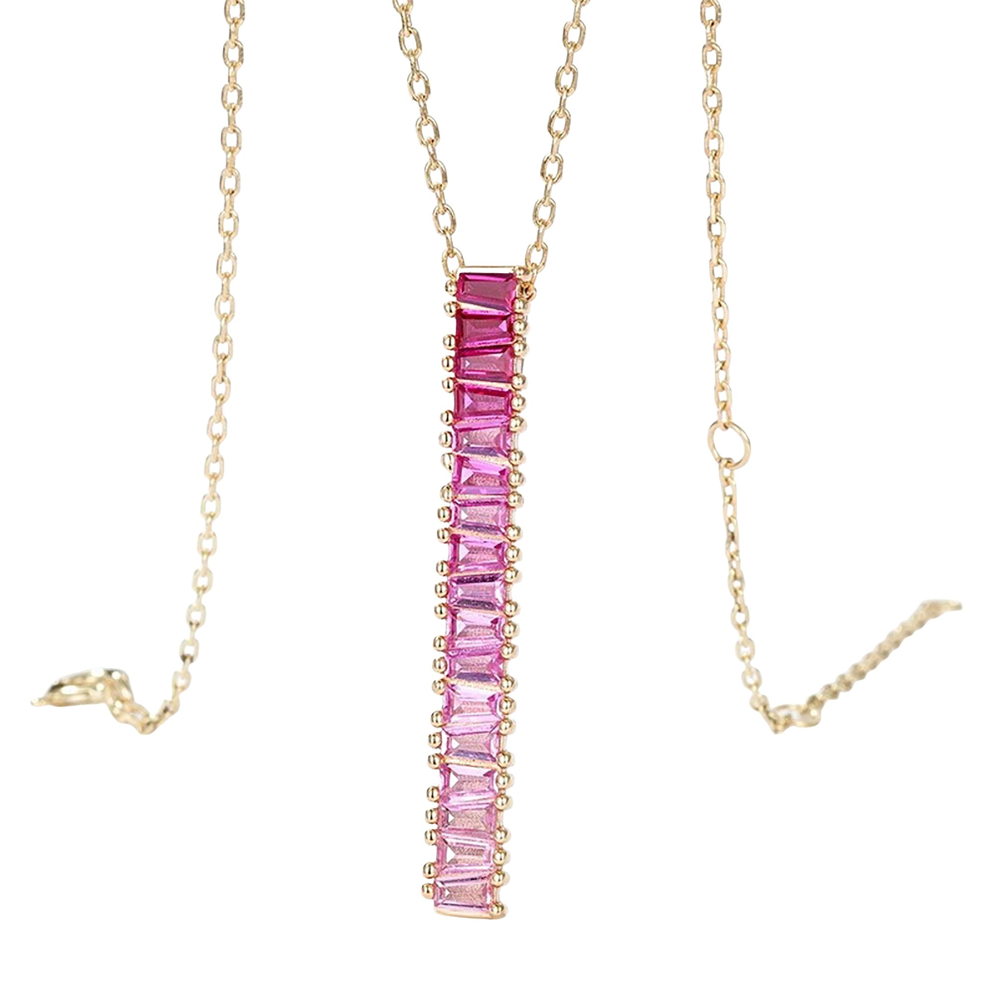 Ivonne Pink Rectangular Necklace