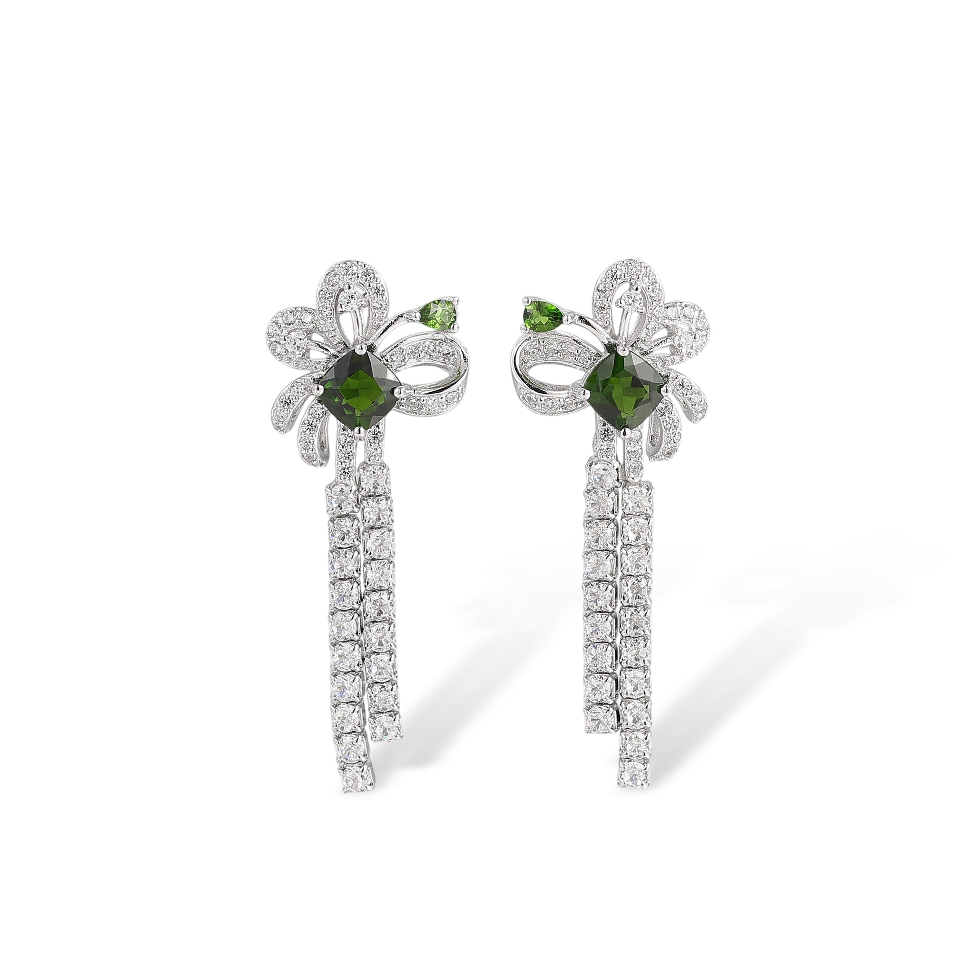 Ivy Green Floral Diopside Earrings