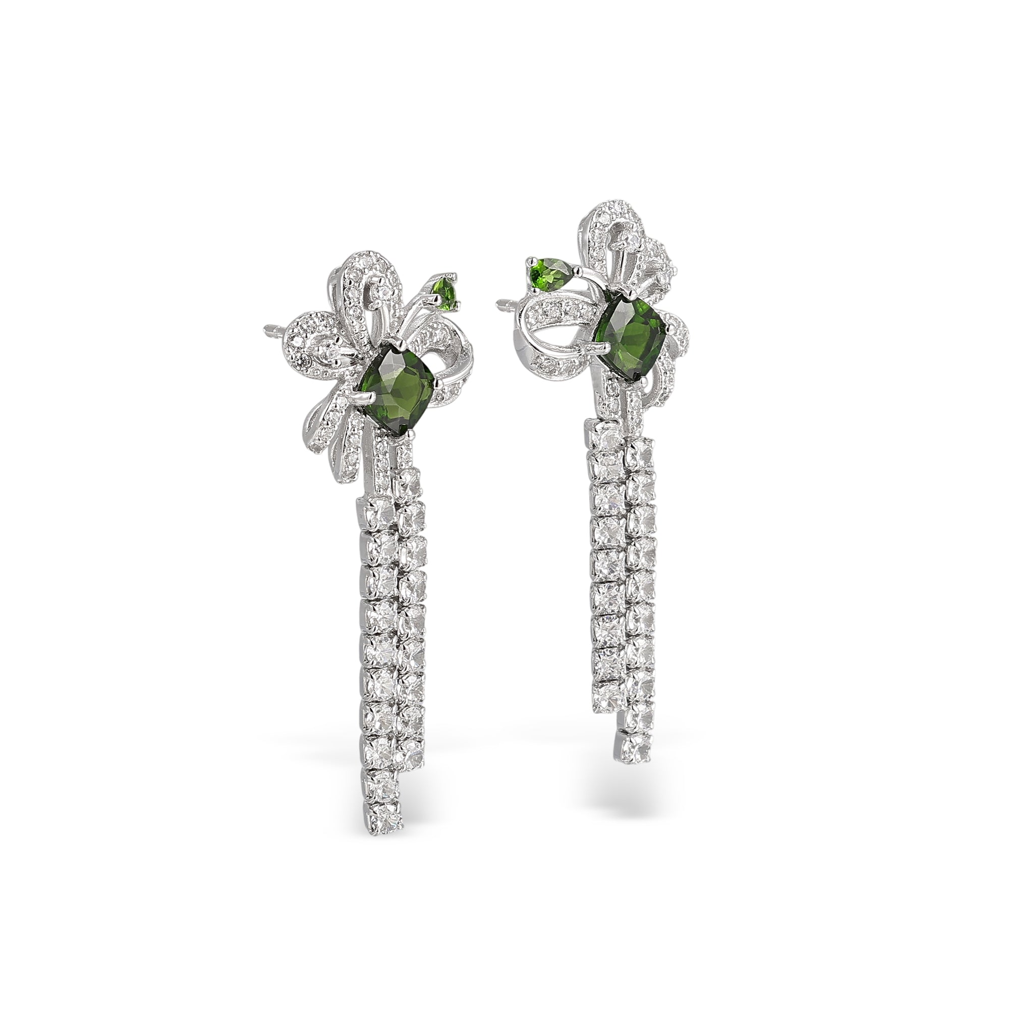 Ivy Green Floral Diopside Earrings