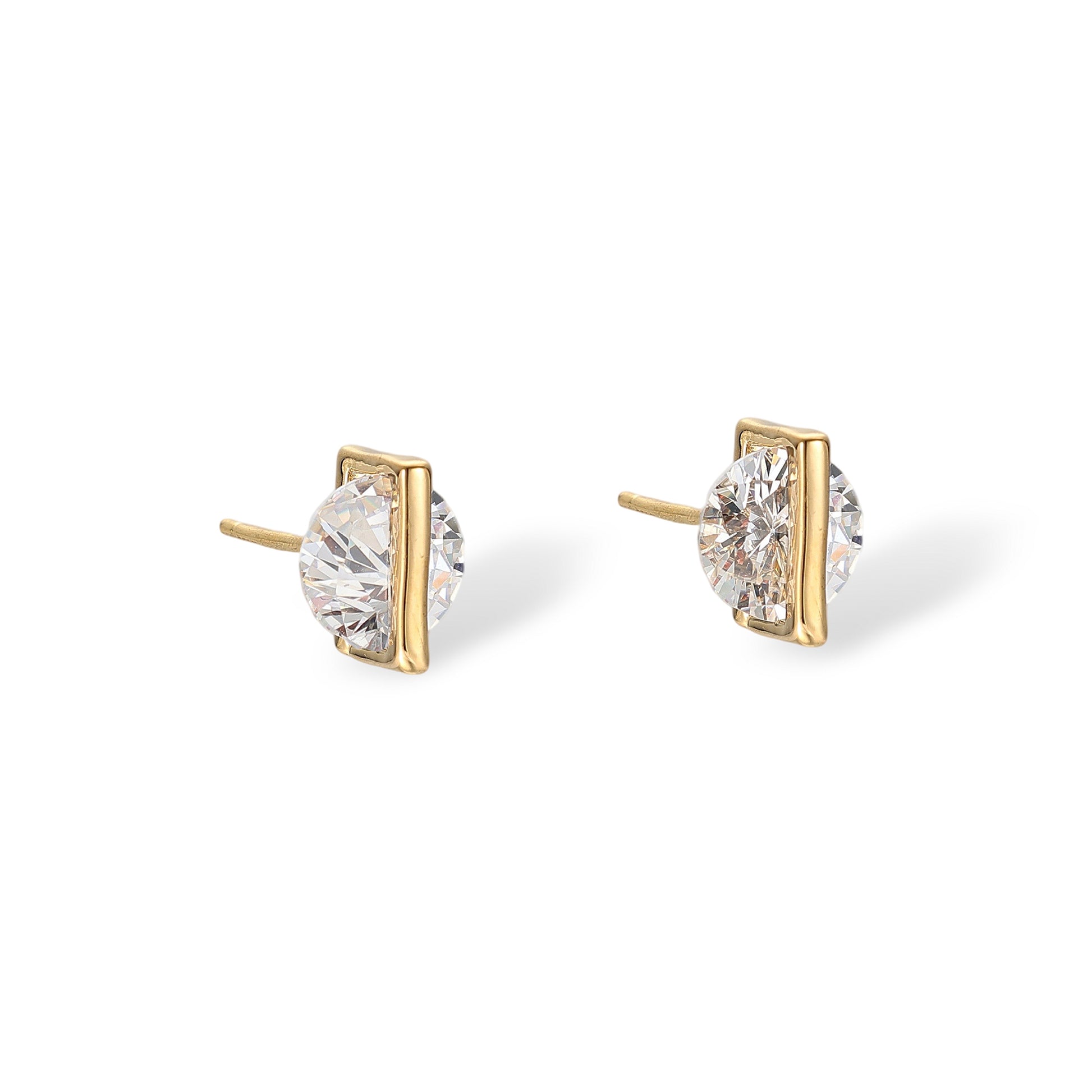 Jacquette 14K Gold Geometric Vertical Round Stud Earrings
