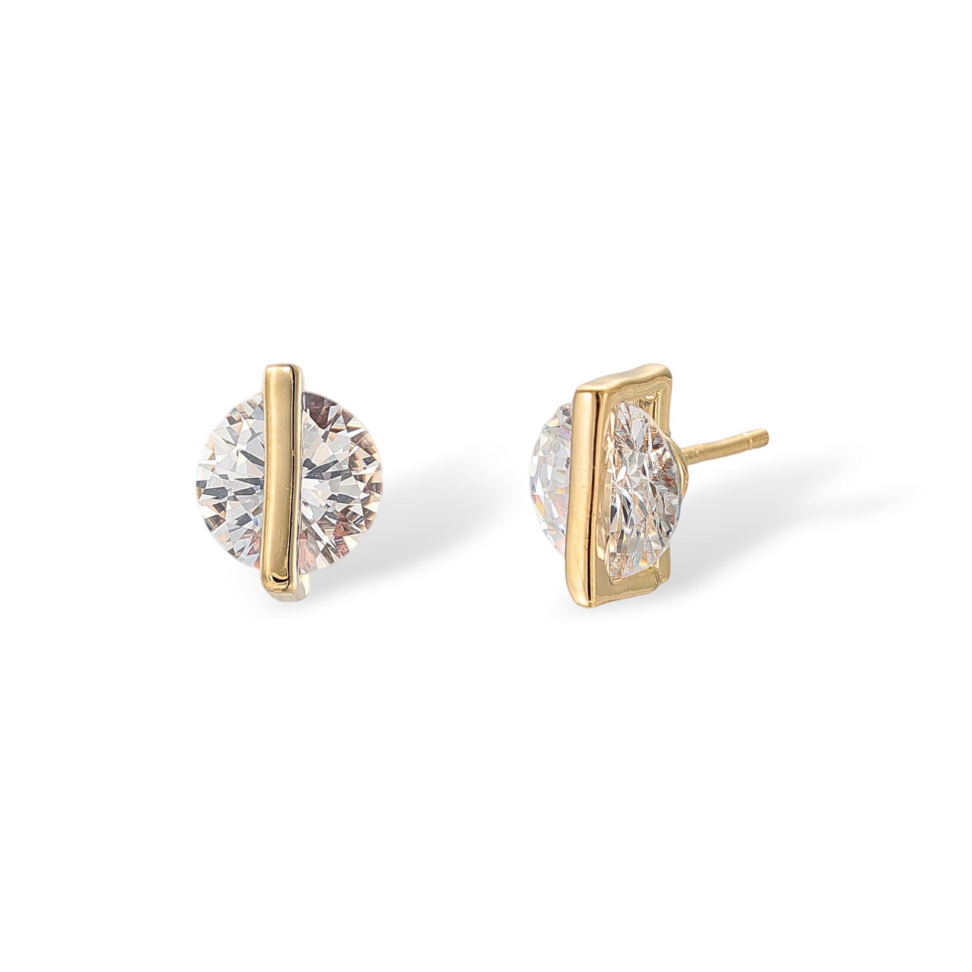 Jacquette 14K Gold Geometric Vertical Round Stud Earrings