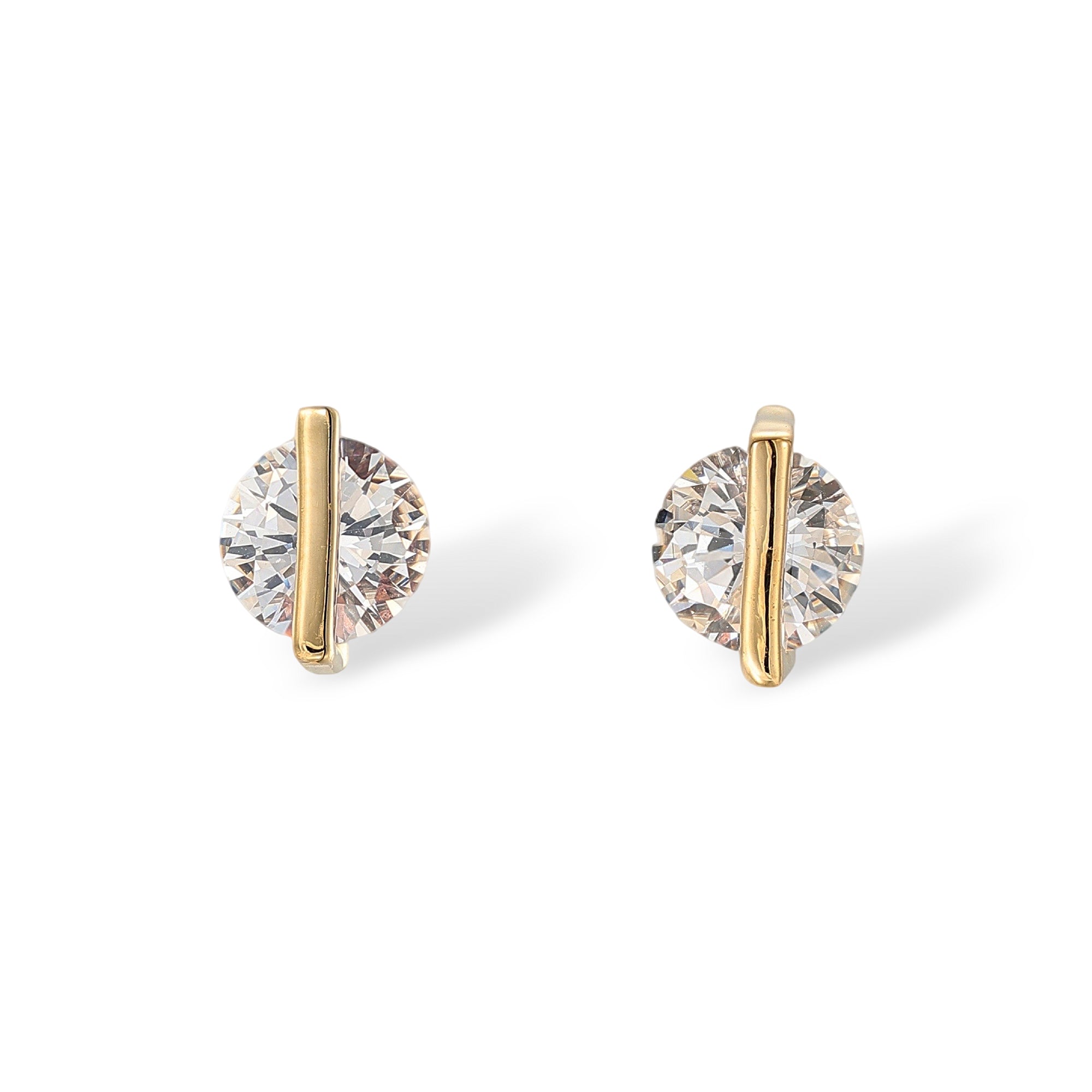 Jacquette 14K Gold Geometric Vertical Round Stud Earrings
