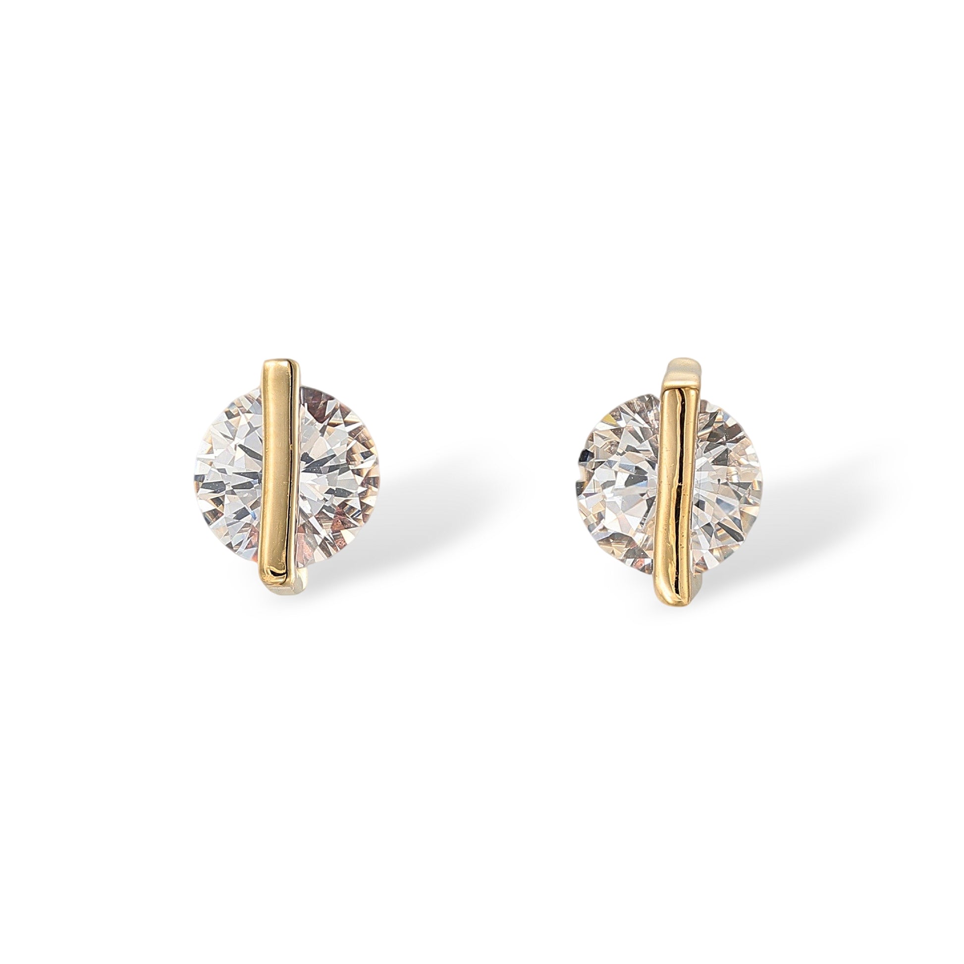 Jacquette 14K Gold Geometric Vertical Round Stud Earrings