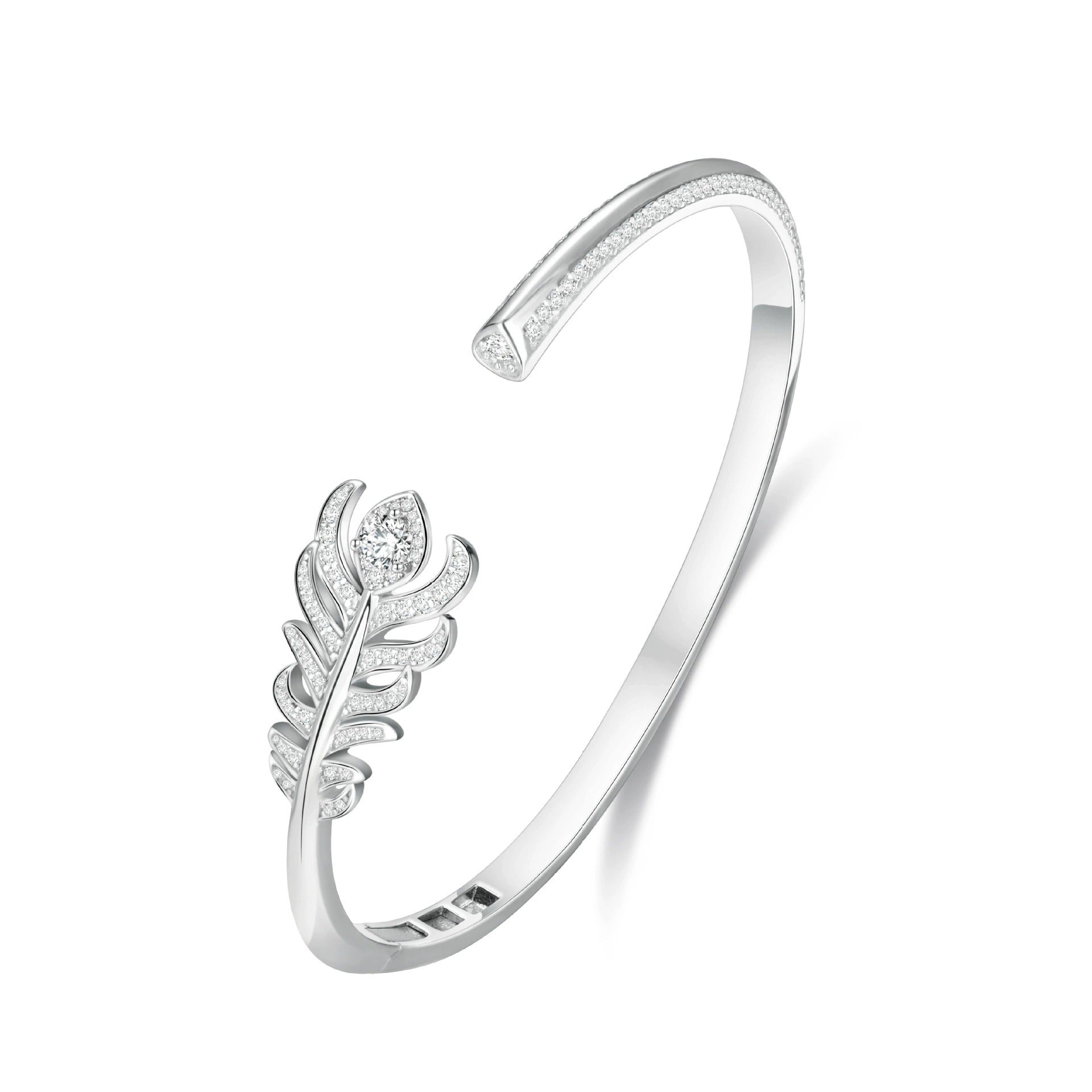 Janine Feather White Open Bangle