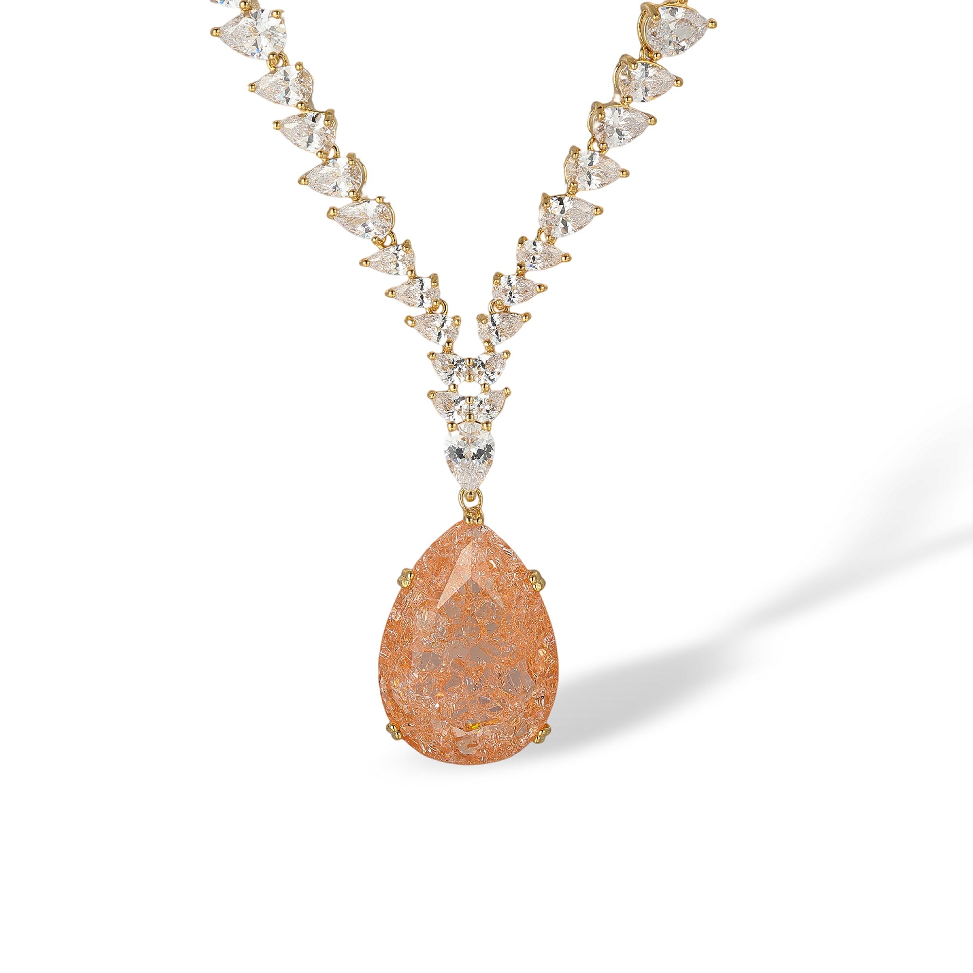 Janna Orange Teardrop Drop Earrings & Necklace Set