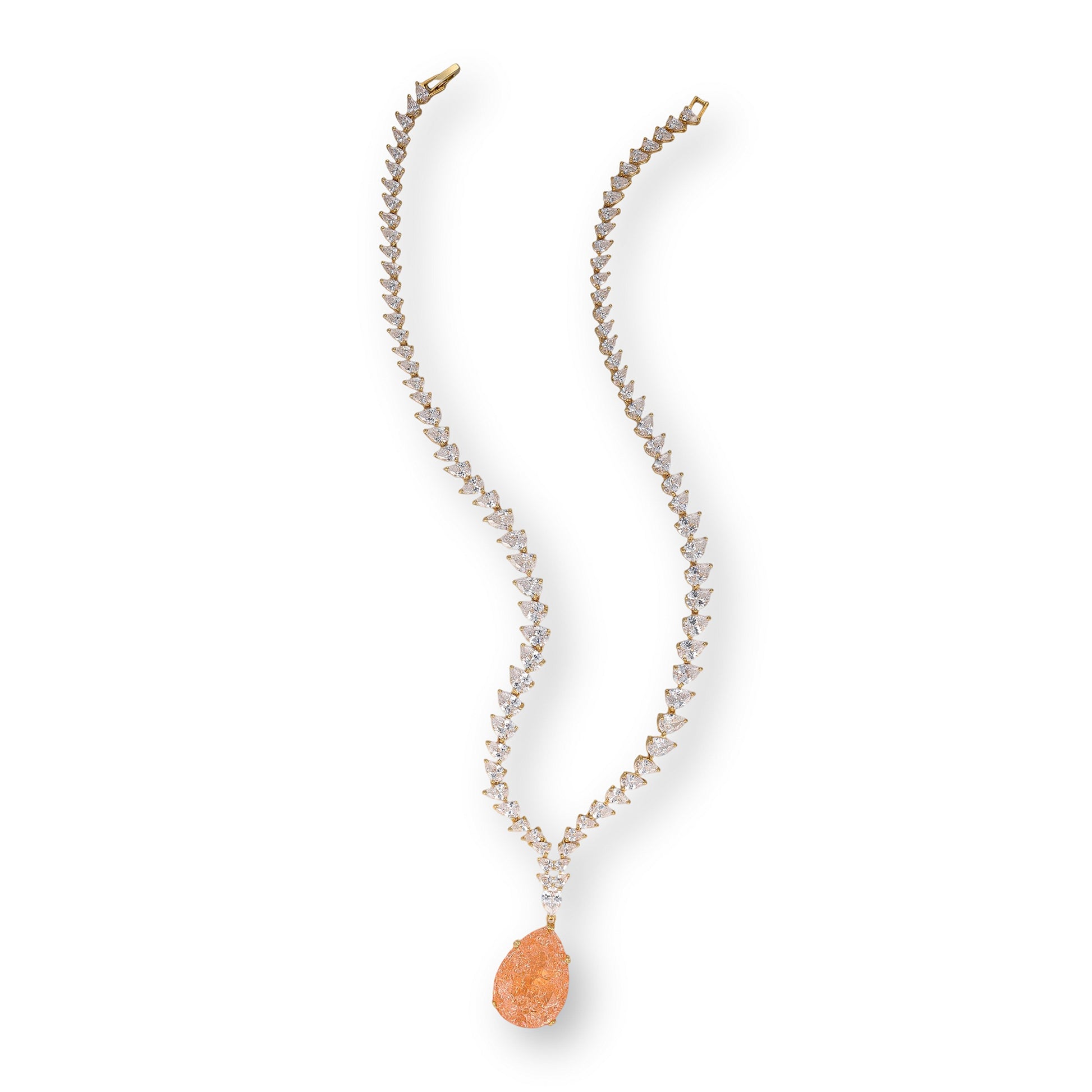 Janna Orange Teardrop Drop Earrings & Necklace Set