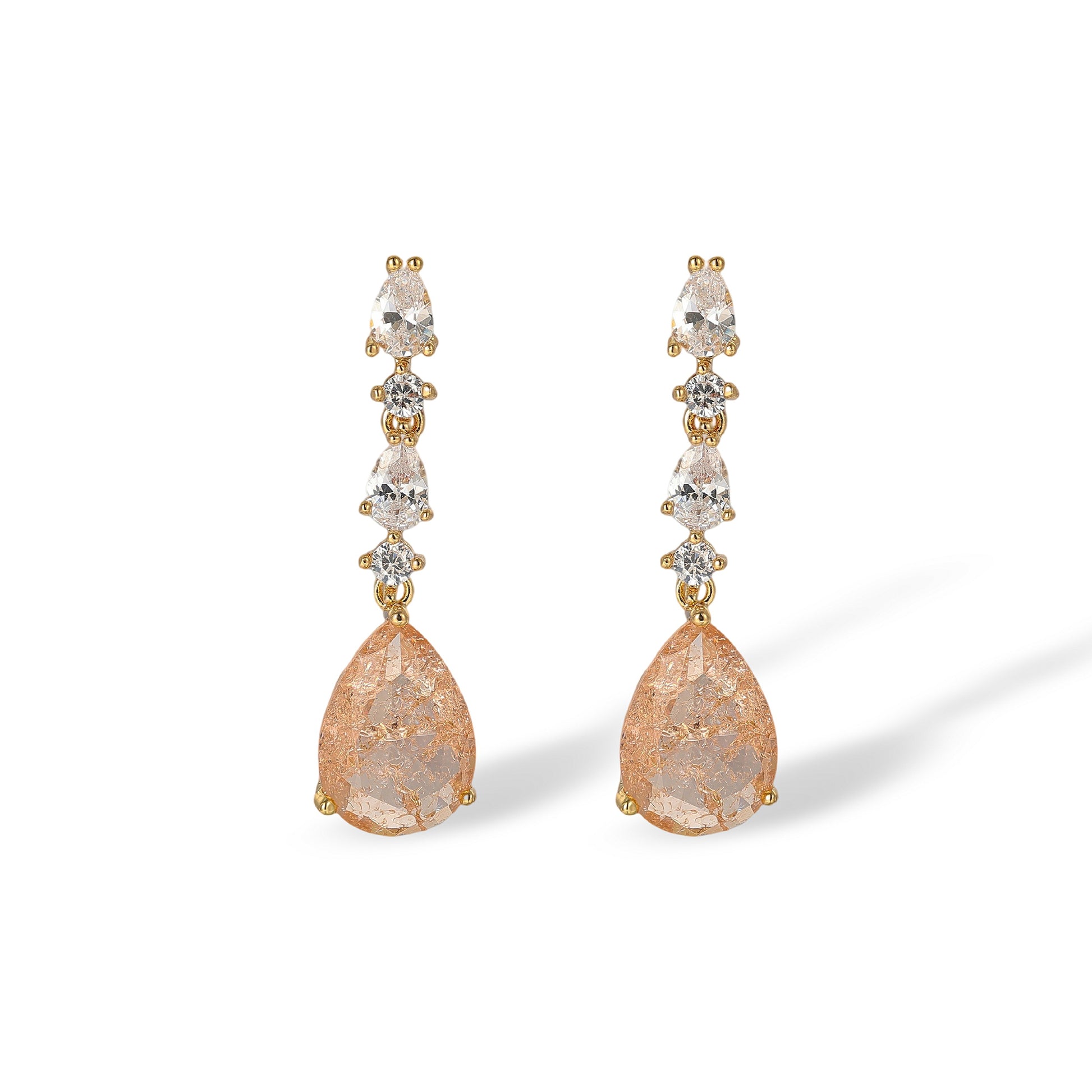 Janna Orange Teardrop Drop Earrings & Necklace Set
