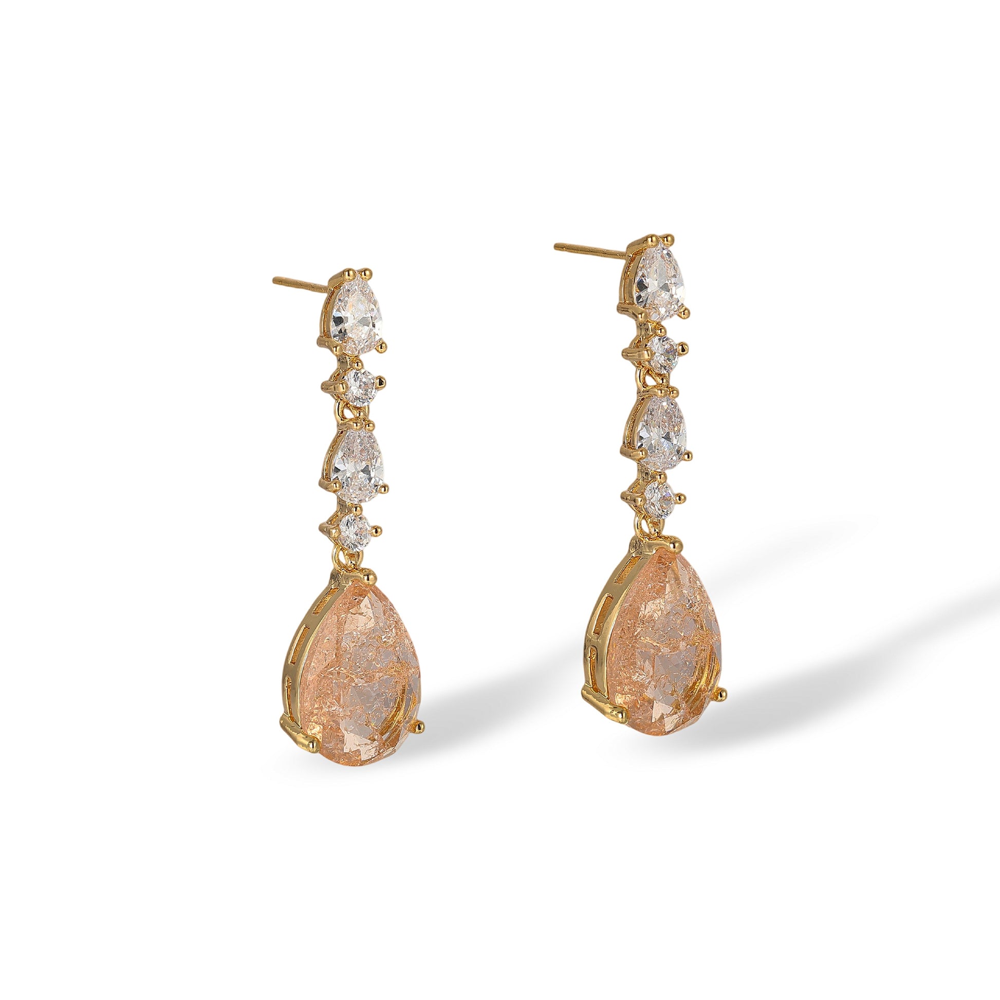 Janna Orange Teardrop Drop Earrings & Necklace Set