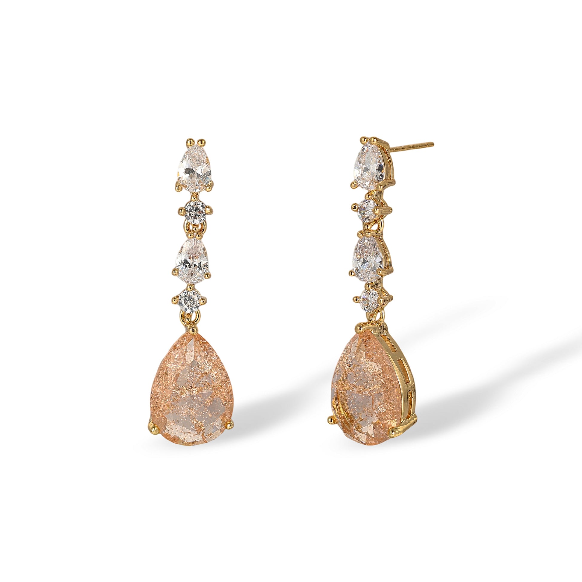 Janna Orange Teardrop Drop Earrings & Necklace Set
