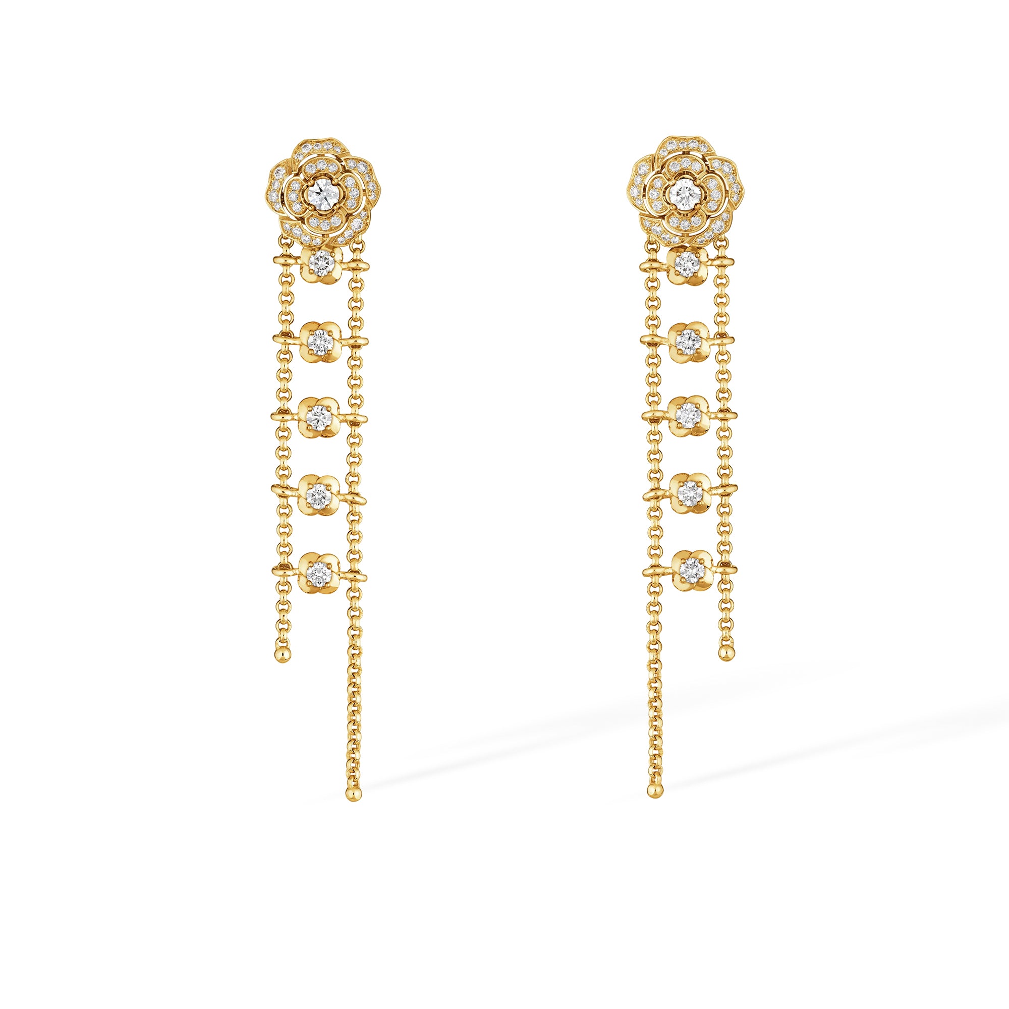 Jasmin 14K Gold Camellia Floral Drop Earrings