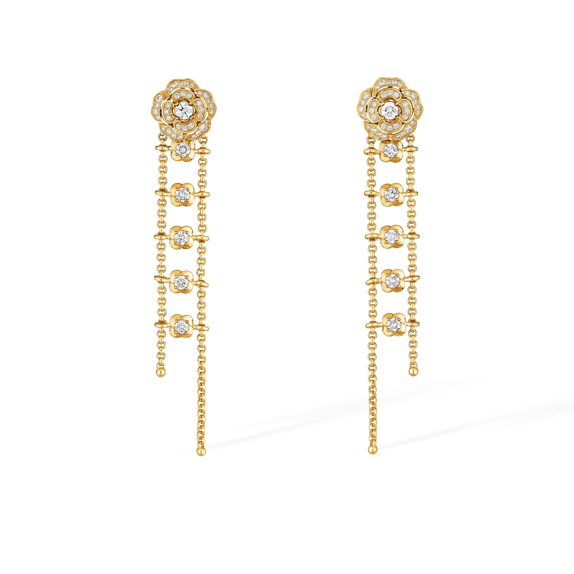 Jasmin 14K Gold Camellia Floral Drop Earrings