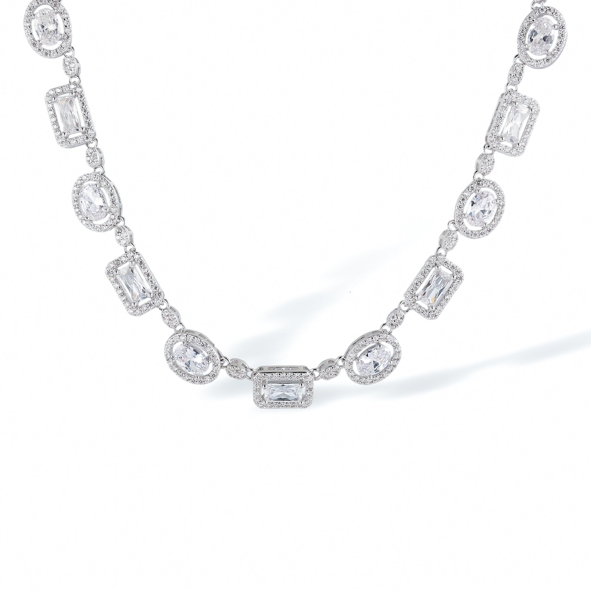Jeromine White Rectangular Oval Necklace