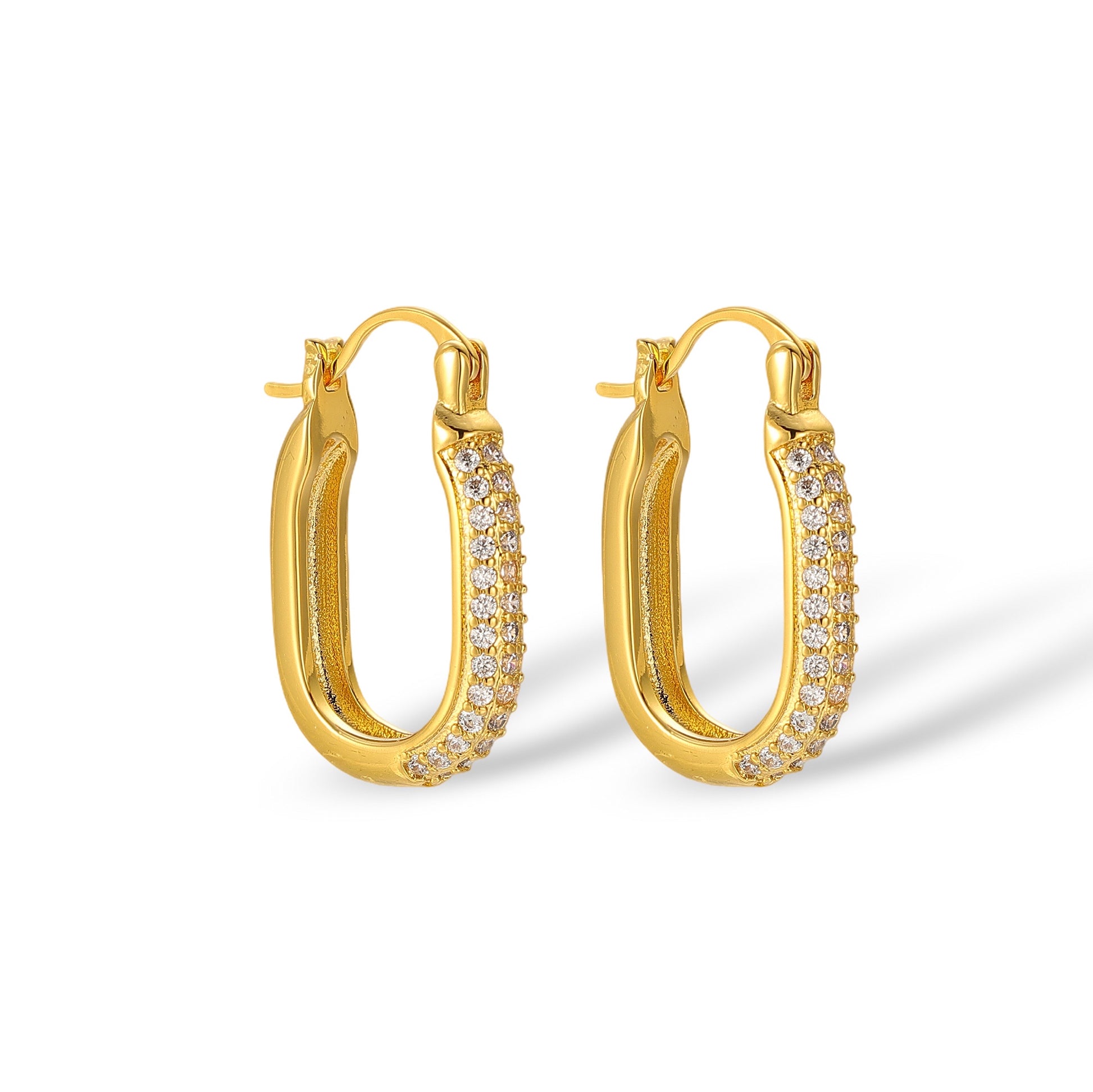 Jette 14K Gold Pavé Oval Earrings