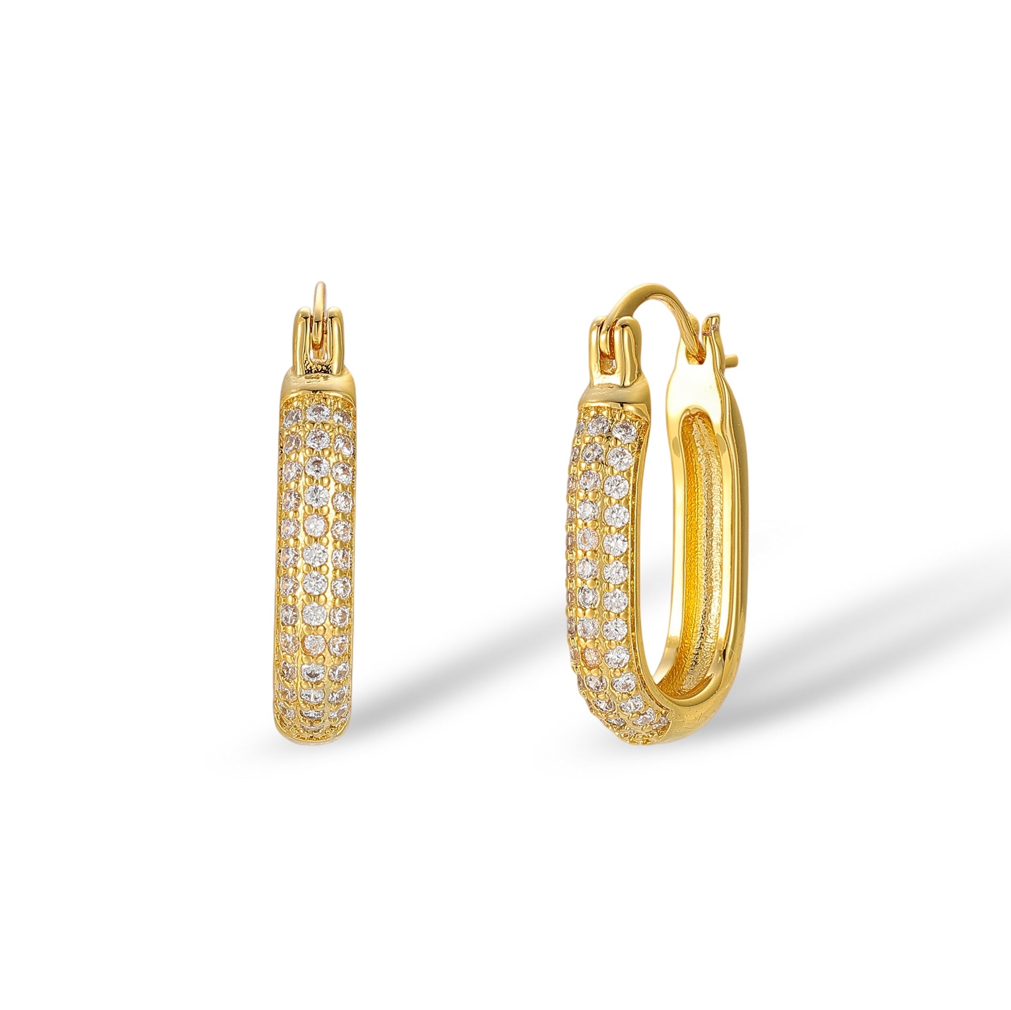 Jette 14K Gold Pavé Oval Earrings
