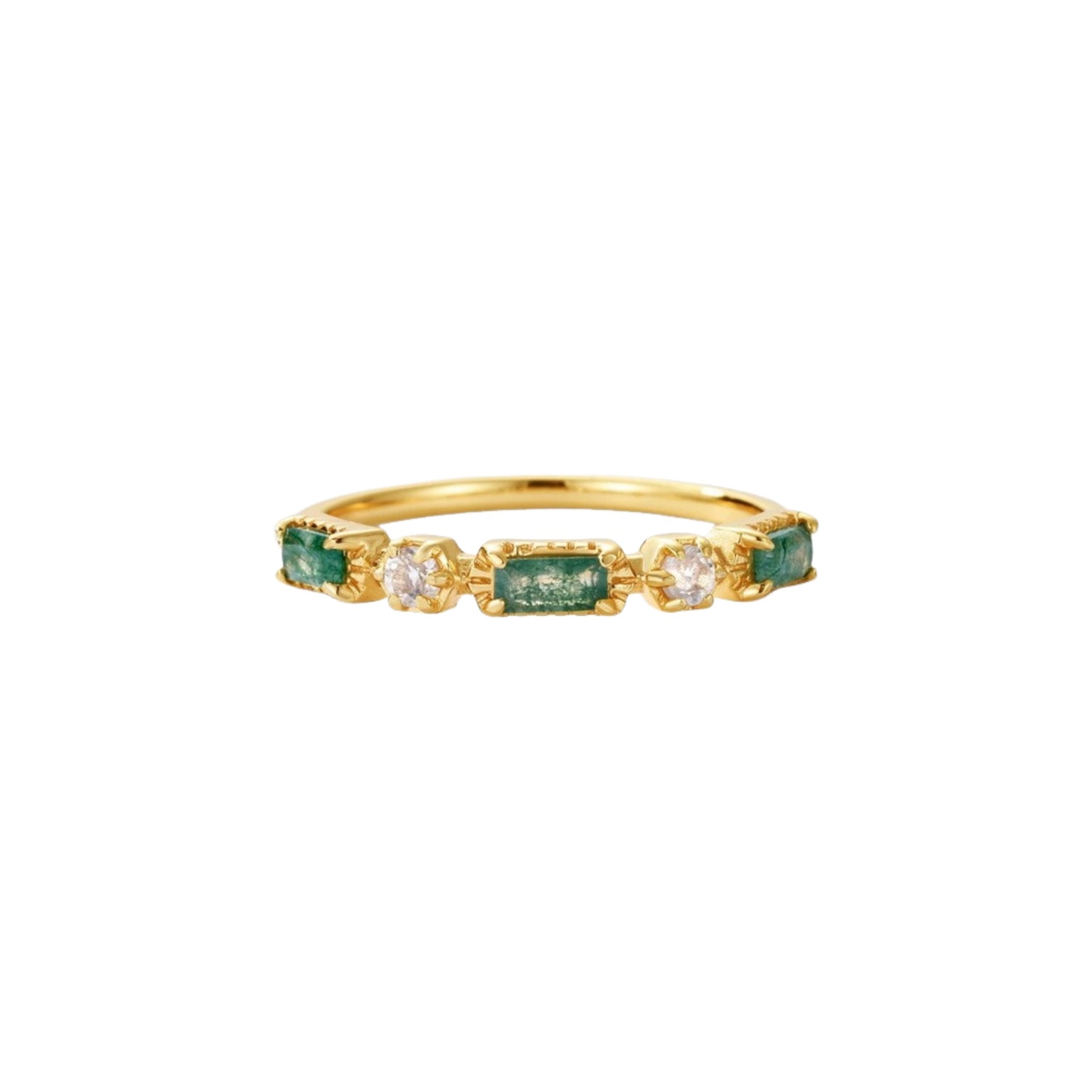 Joceline Green Moss Baguette Ring