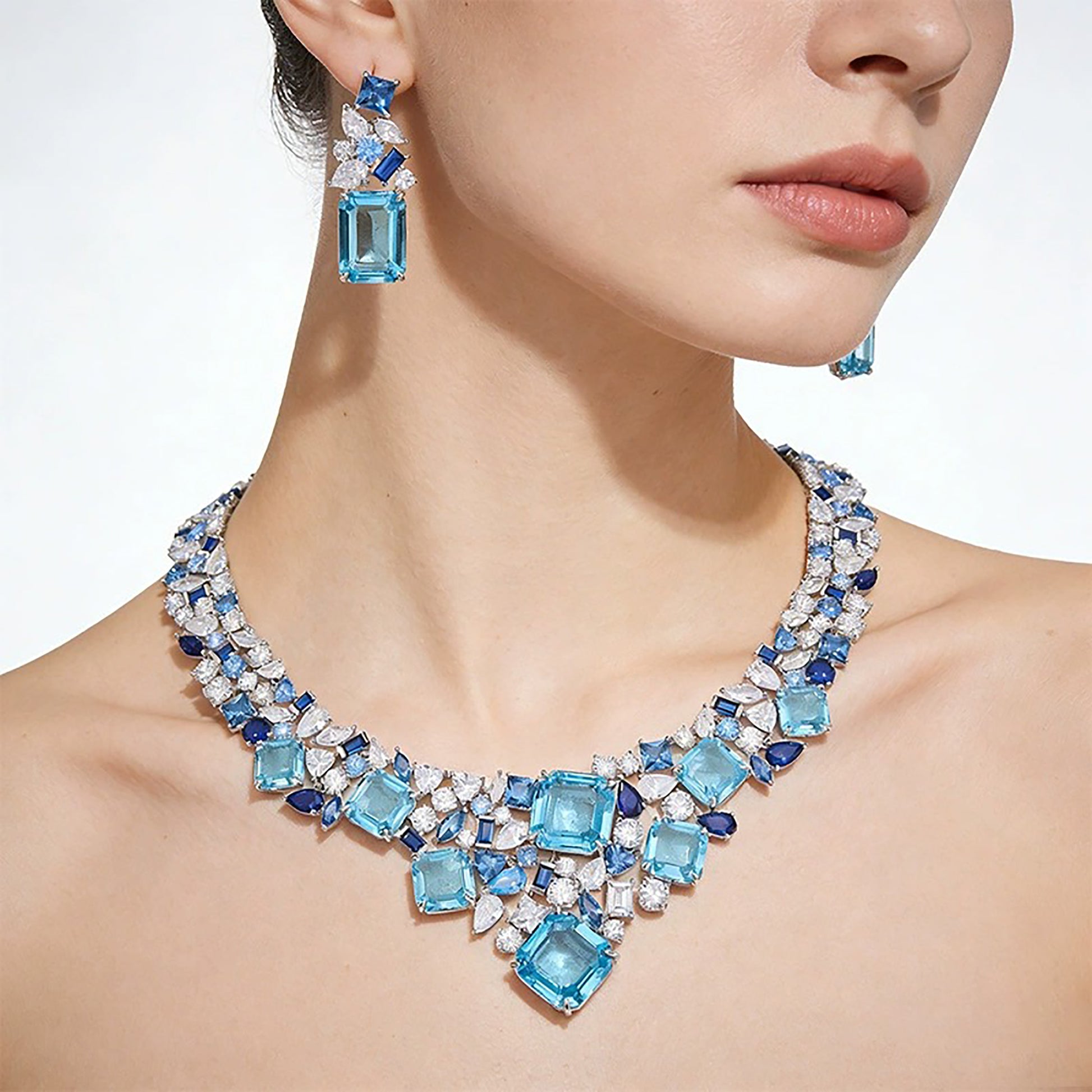 Joliette Blue Geometric Necklace